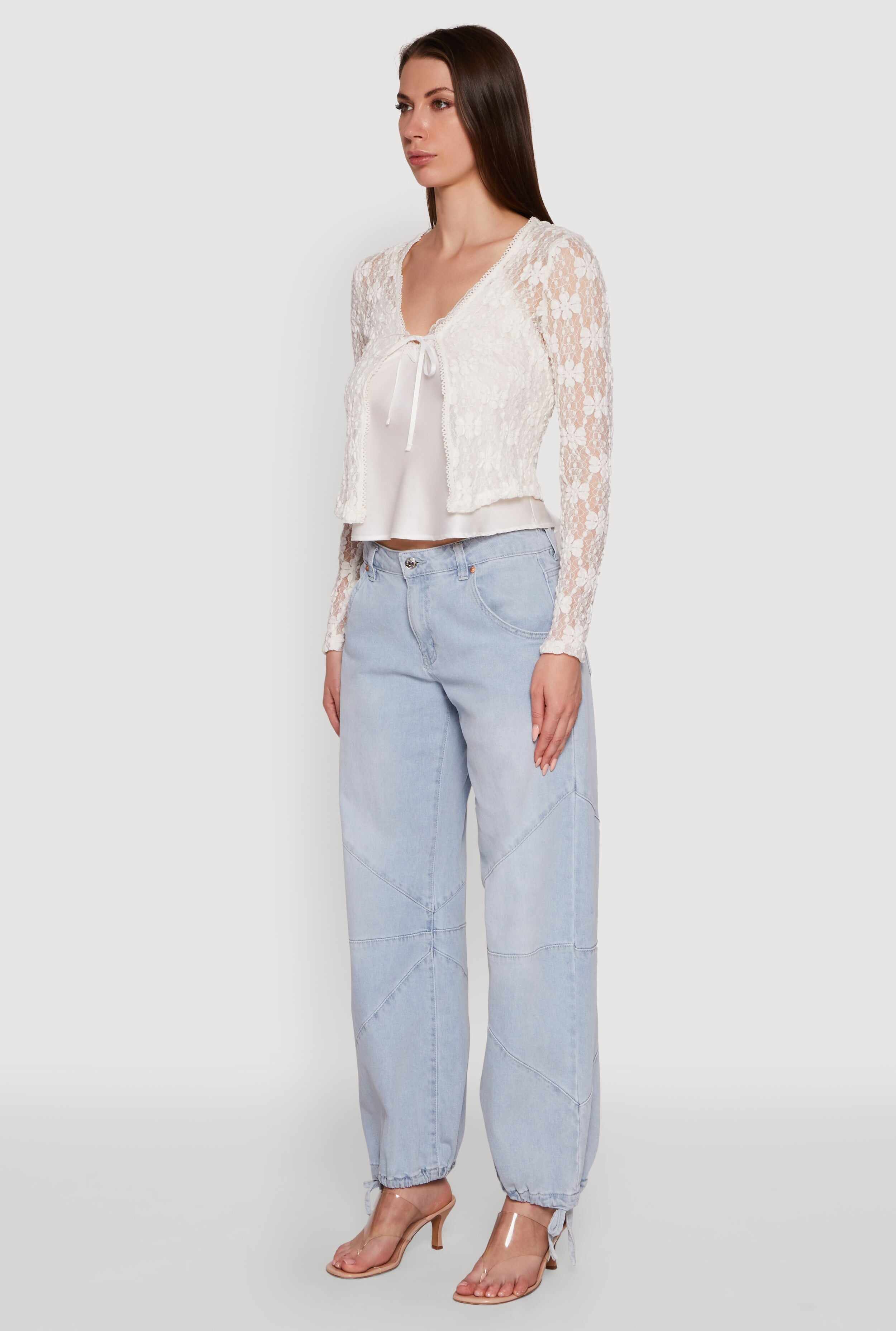 Haute Monde Floral Lace Tie Front Cardigan