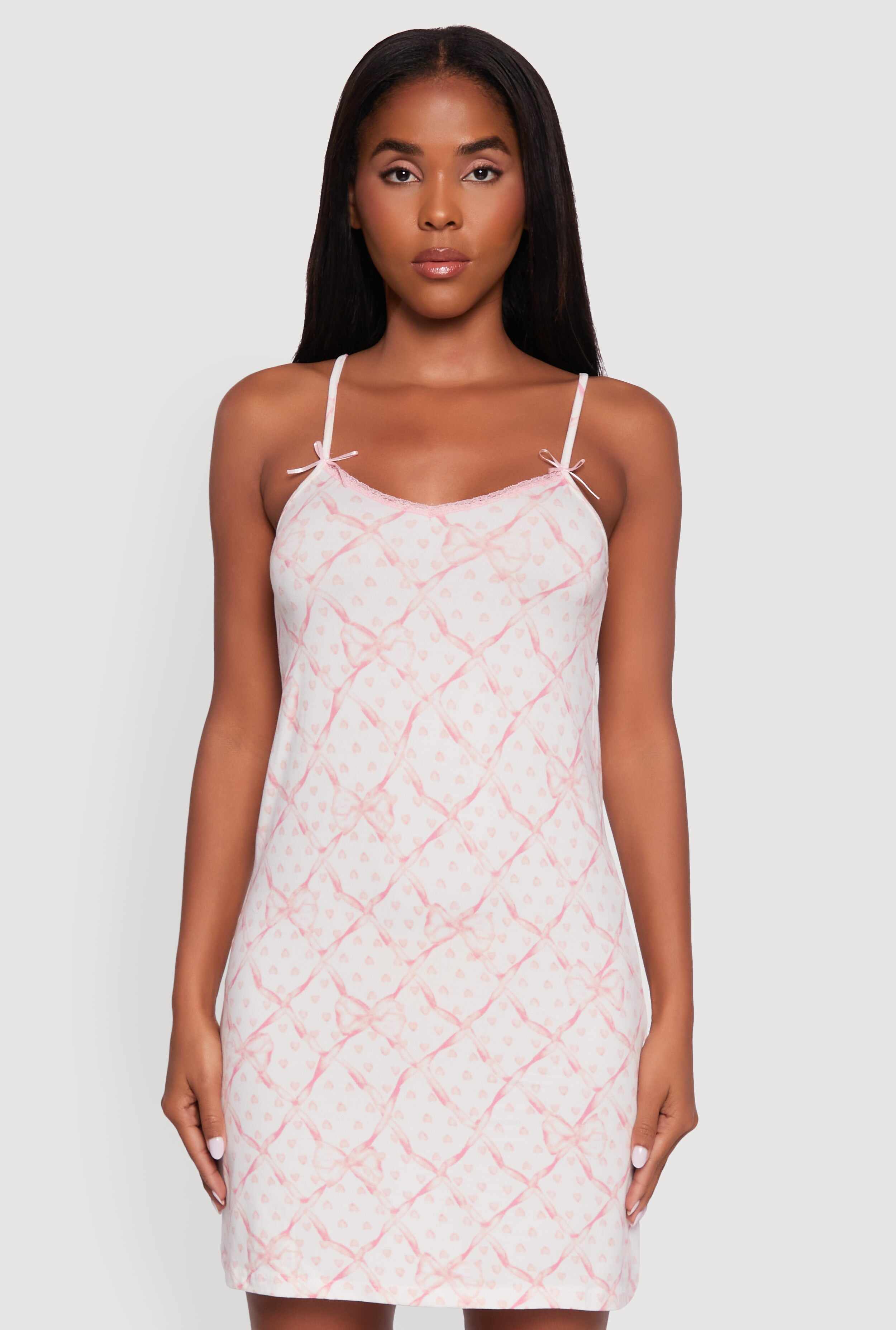 Bow Print Nightgown with Robe