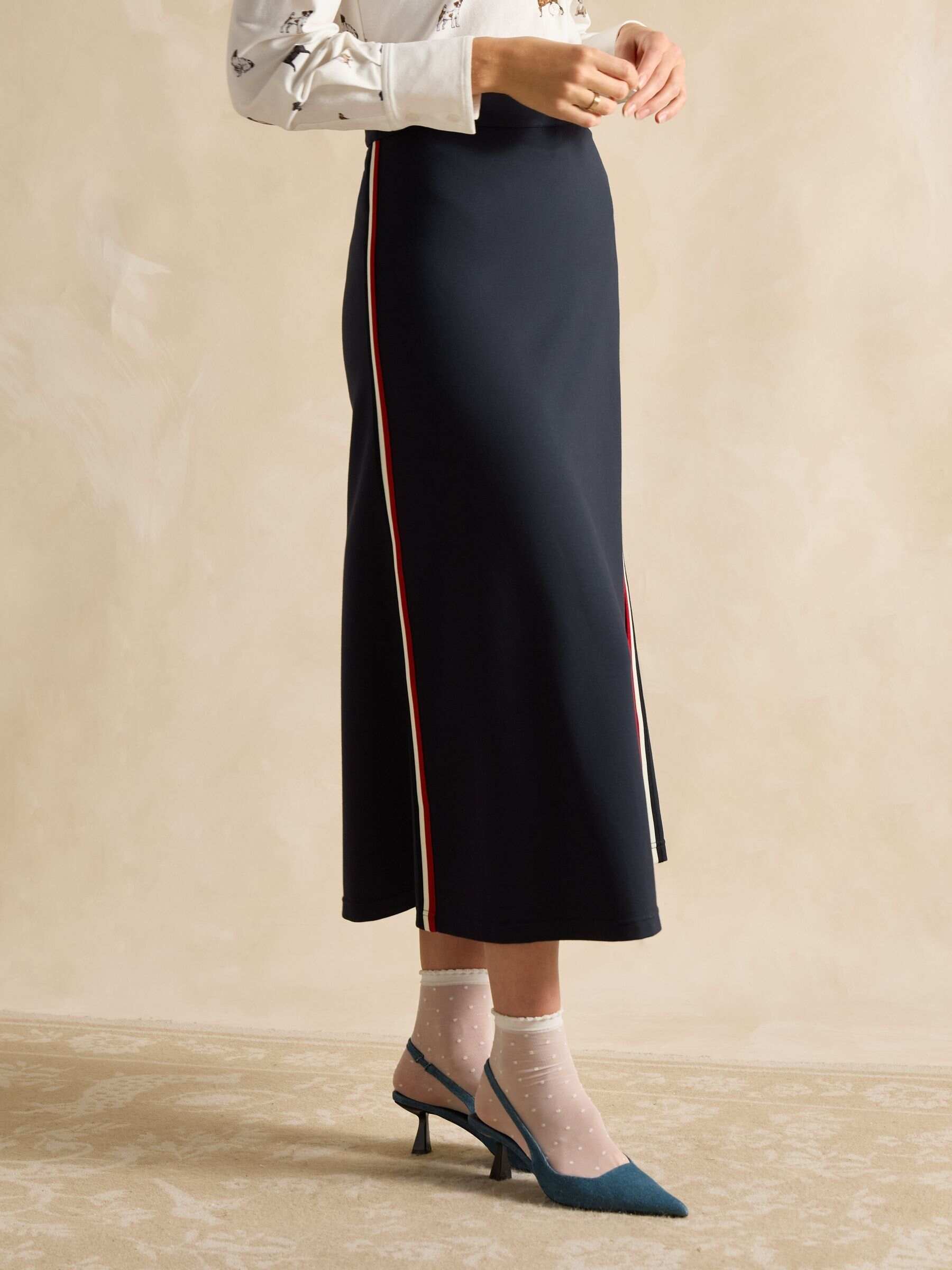 Pia Navy Blue Ponte Jersey Skirt