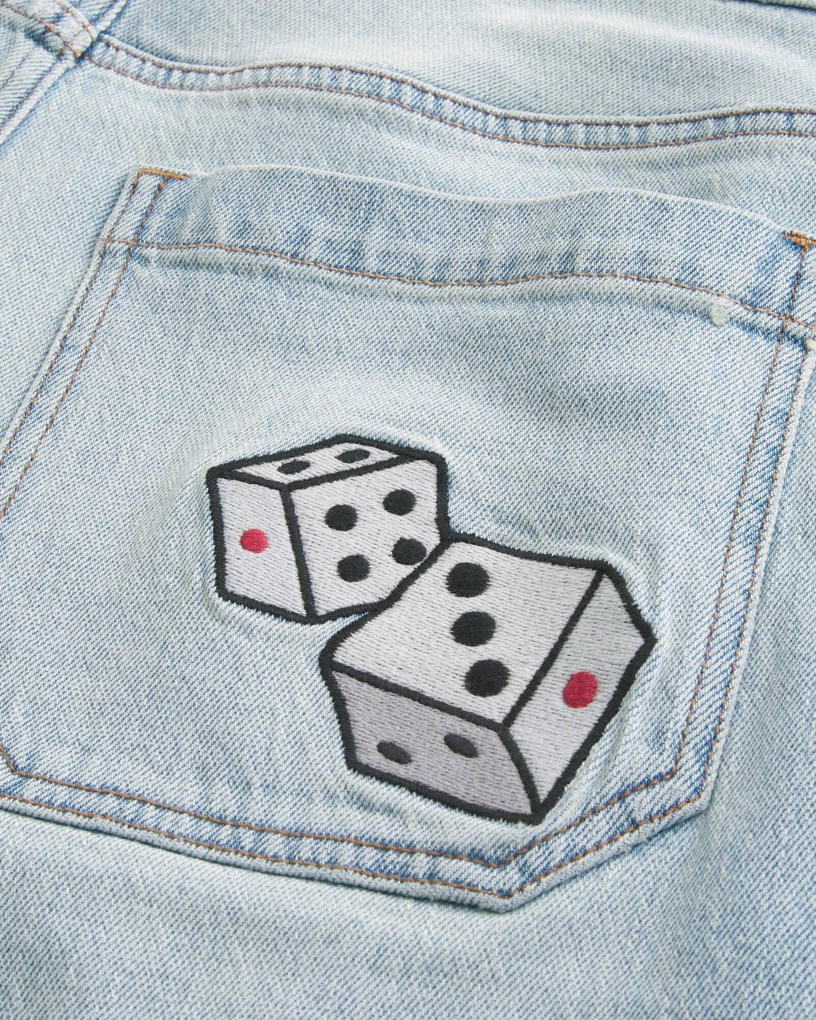 Washed Black Cat Graphic Super Baggy Denim Shorts
