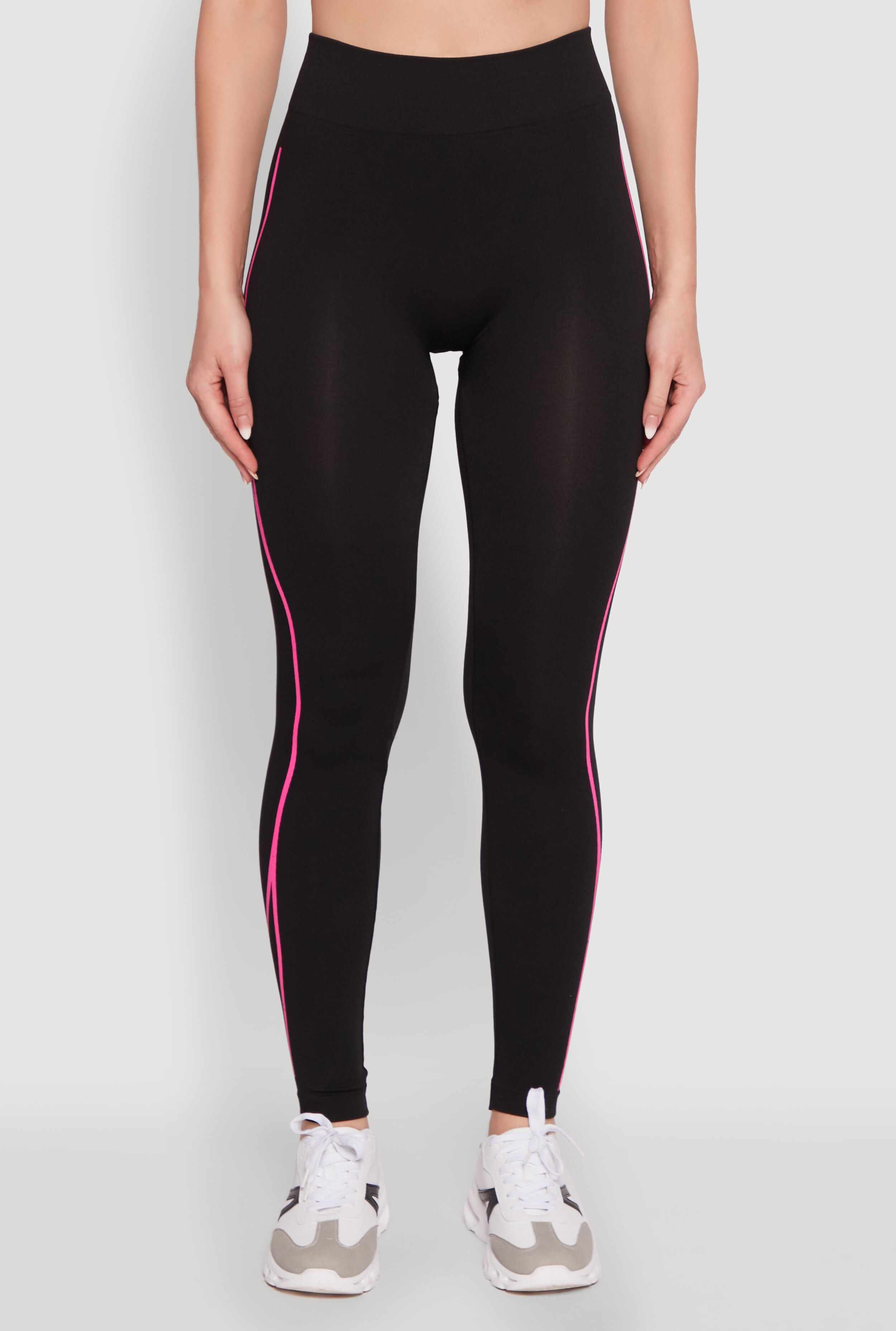 Trendy Contrast Trim High Waisted Leggings