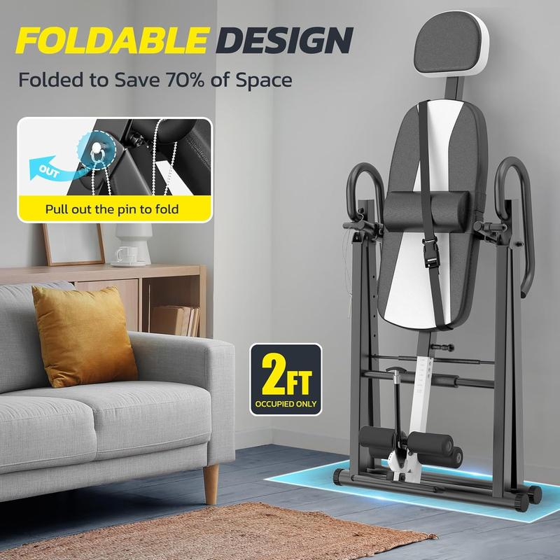 YOLEO Gravity Heavy Duty Inversion Table for Pain Relief Therapy with Headrest & Adjustable Protective Belt Back Stretcher Machine