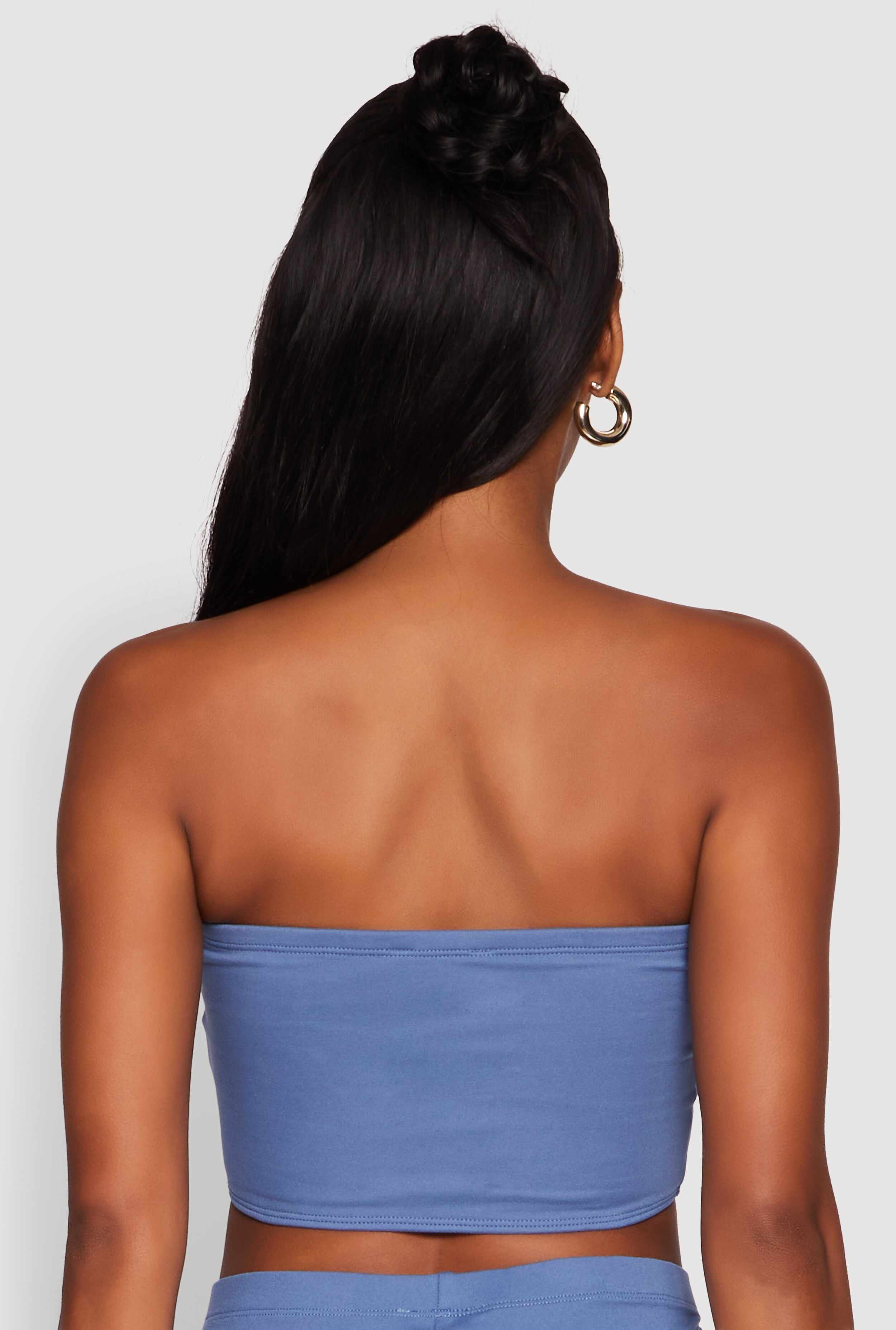 Trendy Solid Cropped Bandeau Top