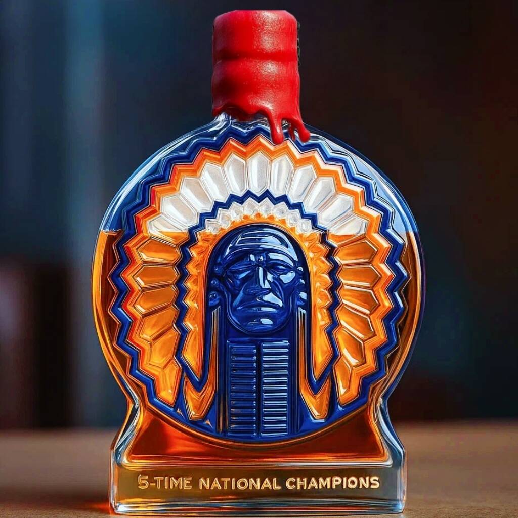 Illinois Fighting Illini 5-time National Champion Whiskey Bottle