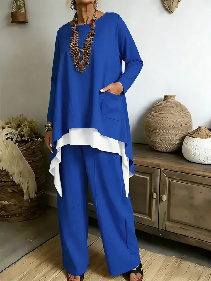 🔥Summer Arrivals🌟Women's Casual Asymmetrical Hem Cotton Top And Pants Two-piece Set(Buy2 Free shipping)