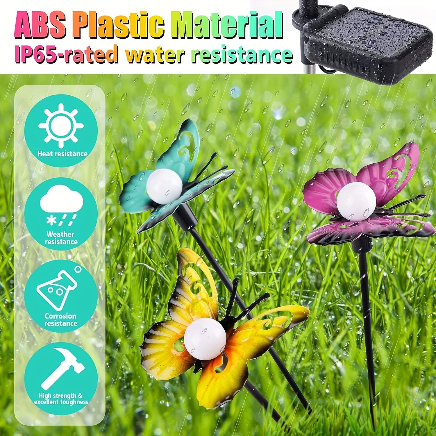 1pc Solar Floor Light, Waterproof Bionic Ground Plug Light, Decorative Iron Butterfly LED Floor Lamp, For Garden Landscape Lawn & Outdoor Decoration