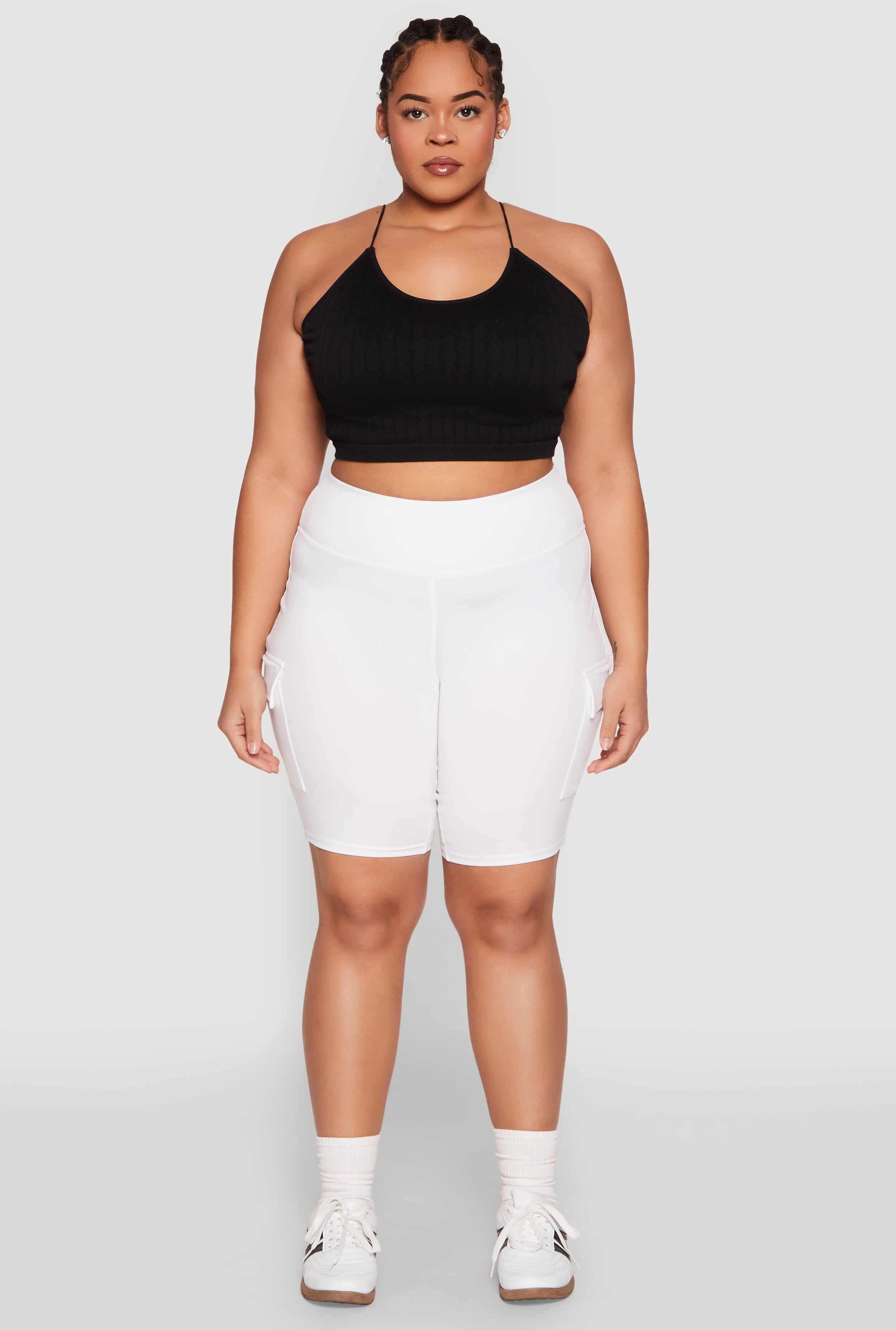 Plus Size Spandex Cargo Biker Shorts