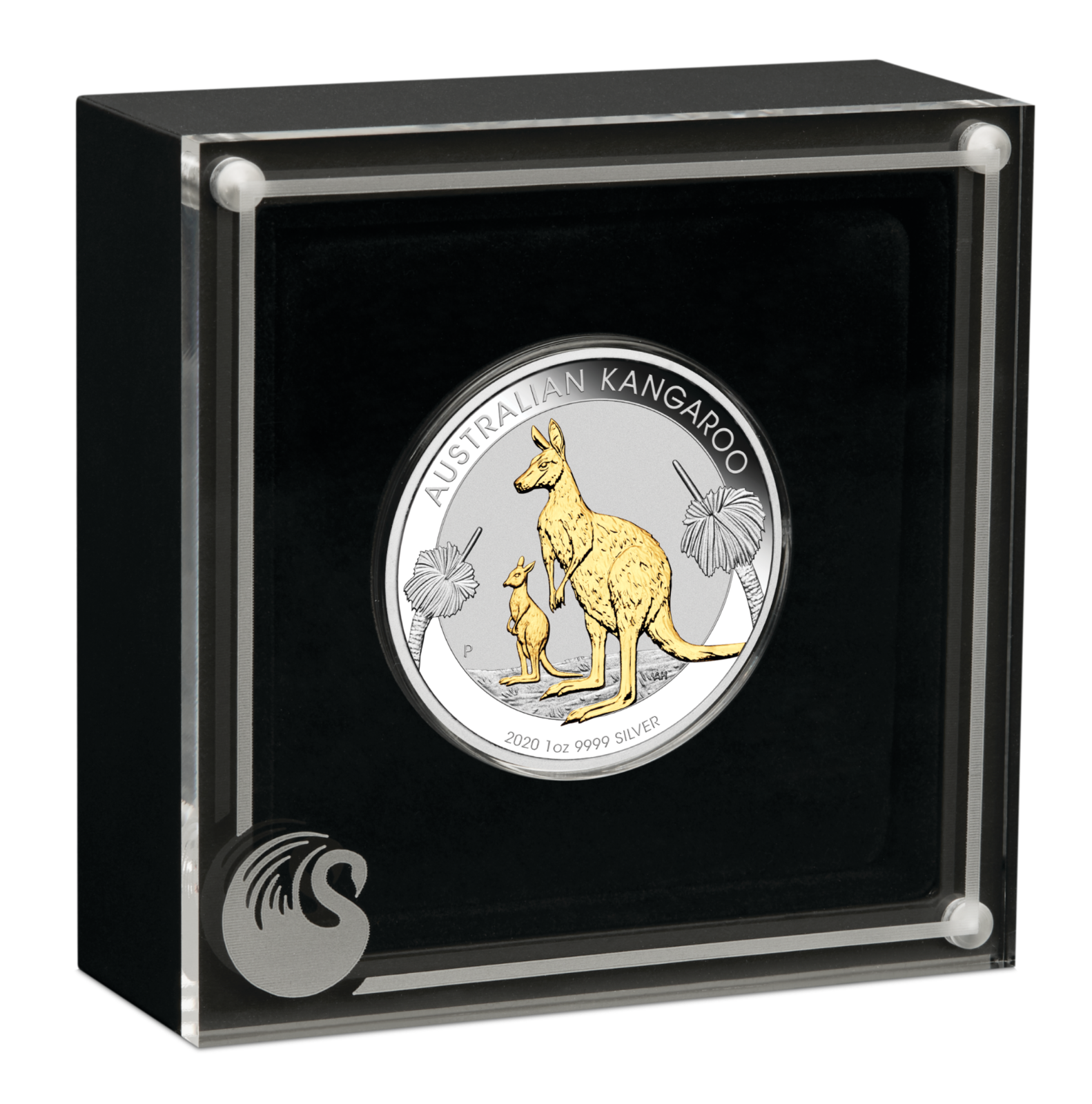 Australian Gilt Gilded 2020 Kangaroo Proof Silver 1 oz Dollar $1 Coin Australia