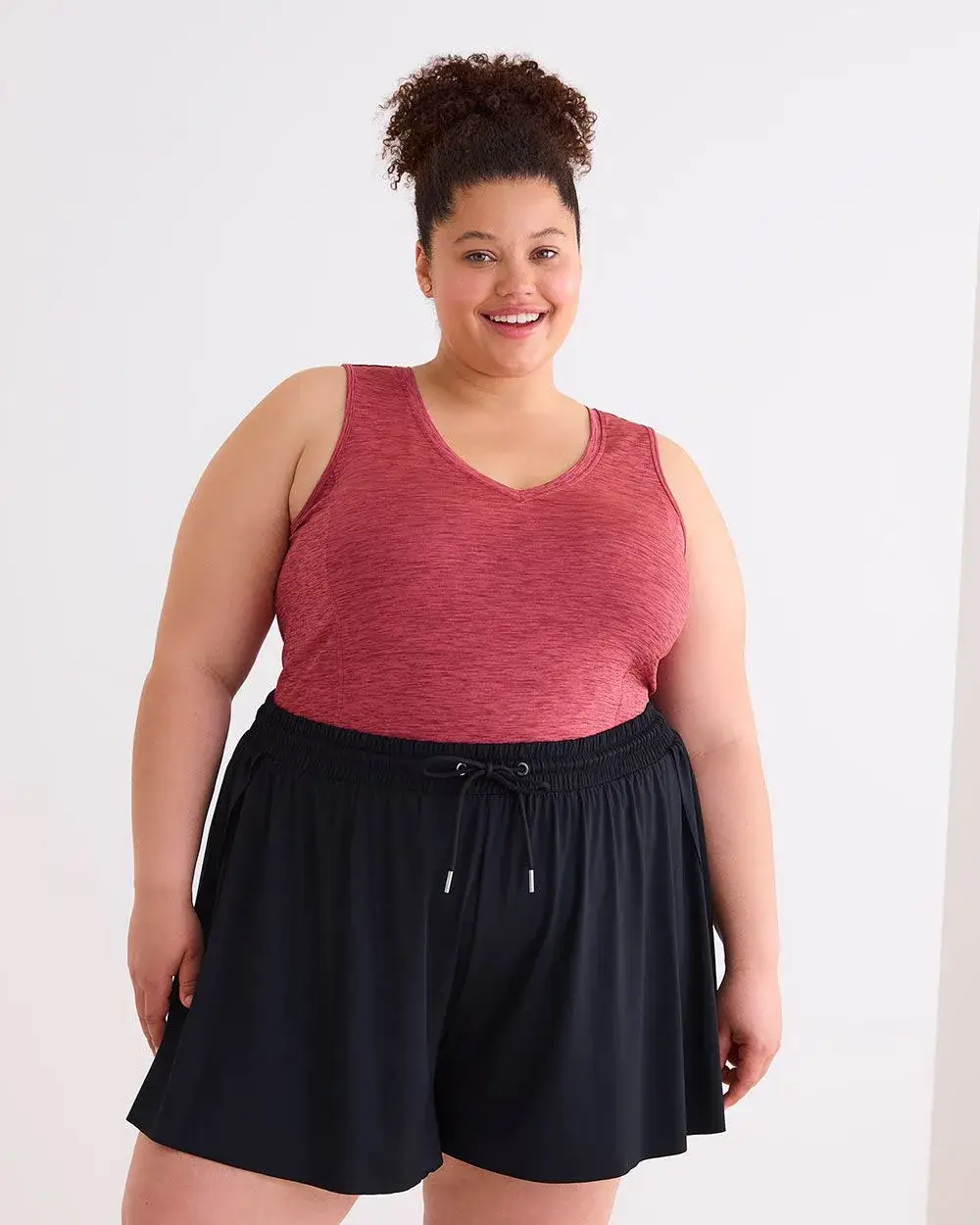 Heather V-Neck Swing Tank Top - Active Zone