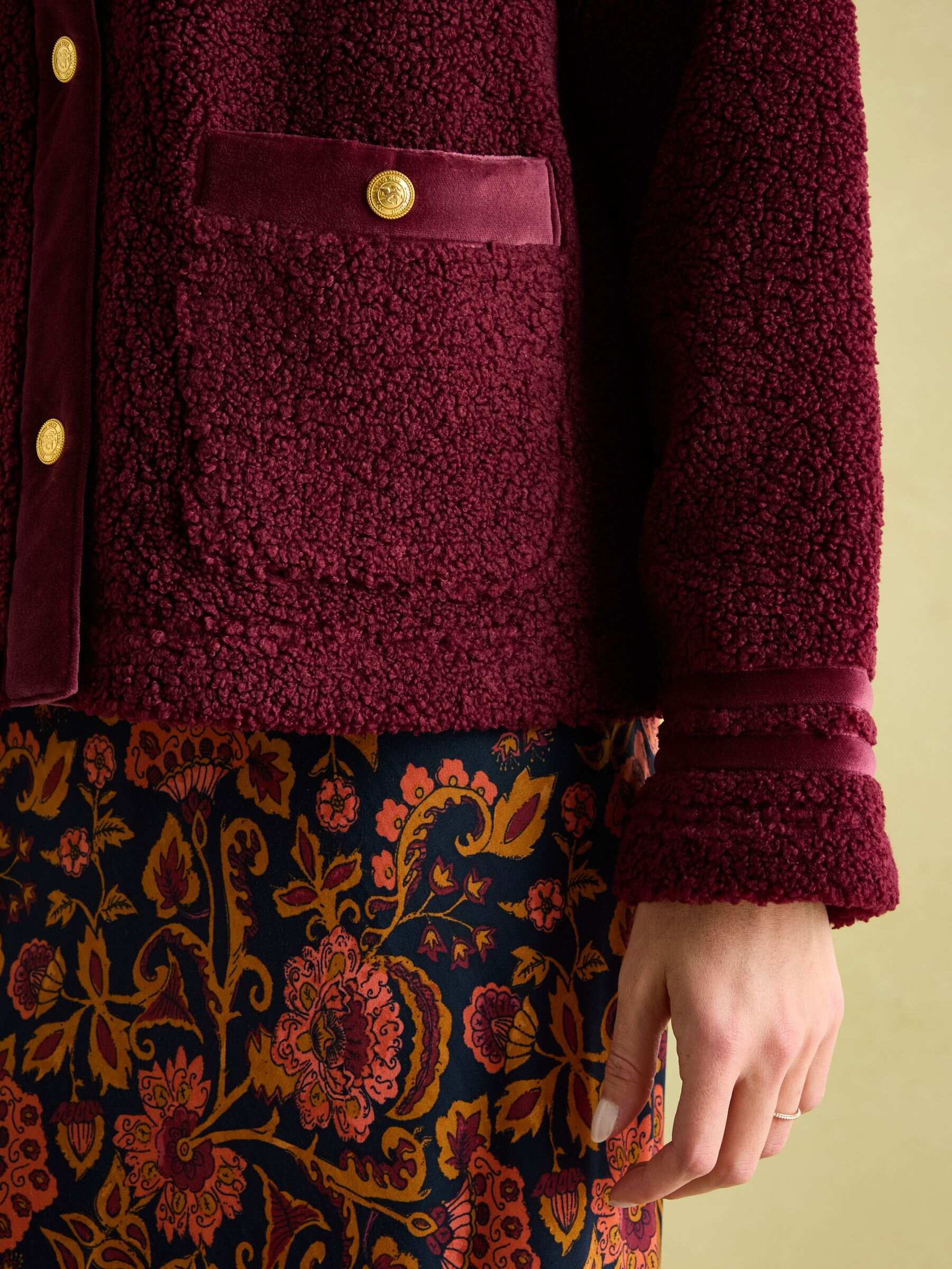 Fleur Red Fleece Jacket