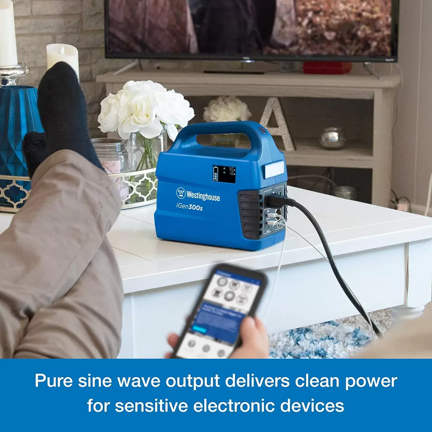 Westinghouse 155Wh 150 Peak Watt Portable Power Station and Solar Generator, Pure Sine Wave AC Outlet, Backup Lithium Battery for Camping, Home, Travel, Indoor/Outdoor Use (Solar Panel Not Included)