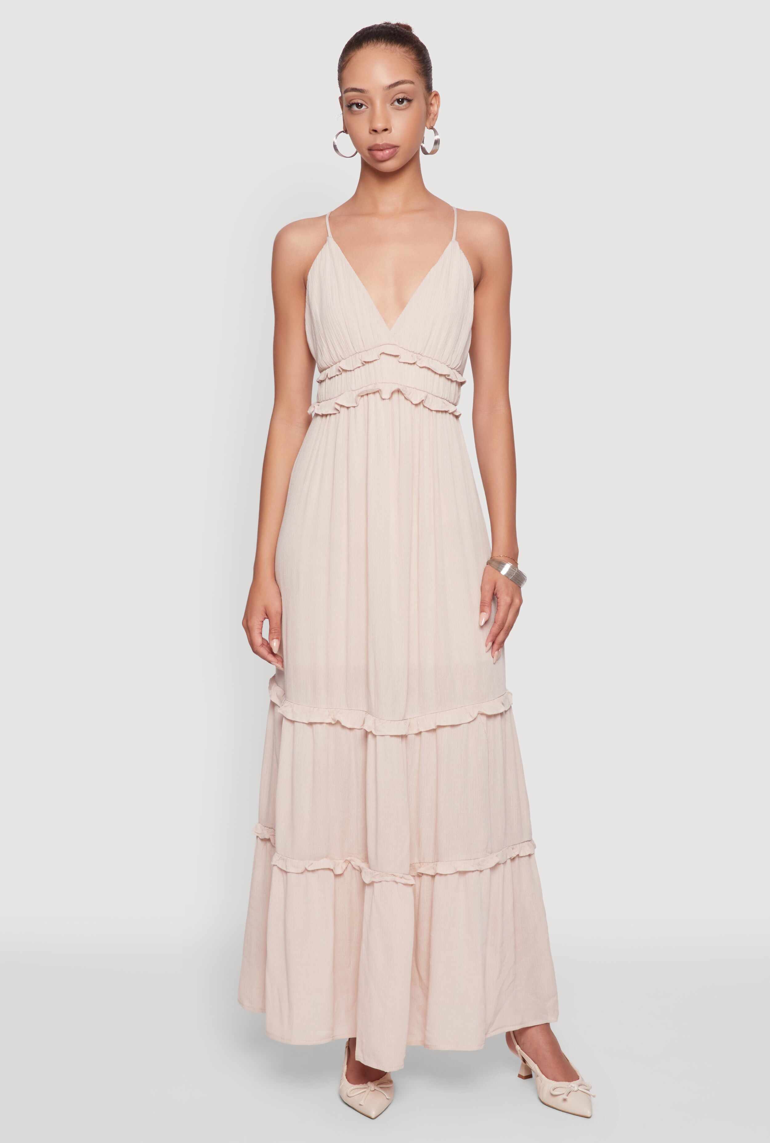 Gauze Knit Sleeveless Maxi Tiered Sundress