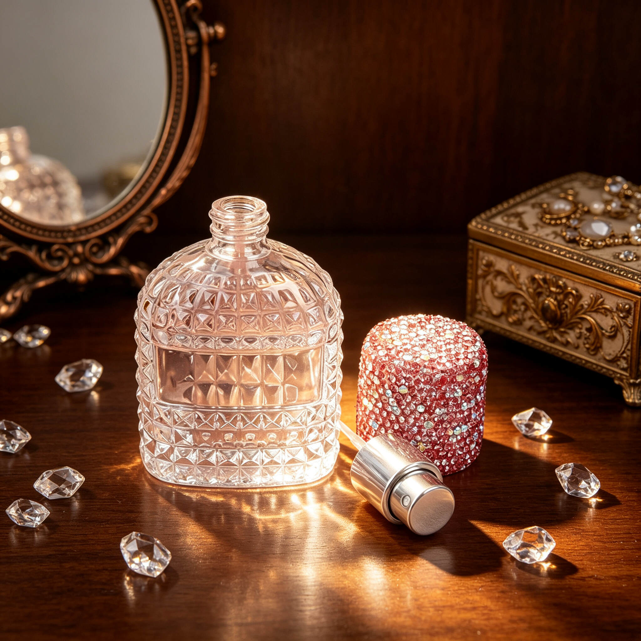 Pink Rhinestone Cover Refillable Perfume Spray Bottle