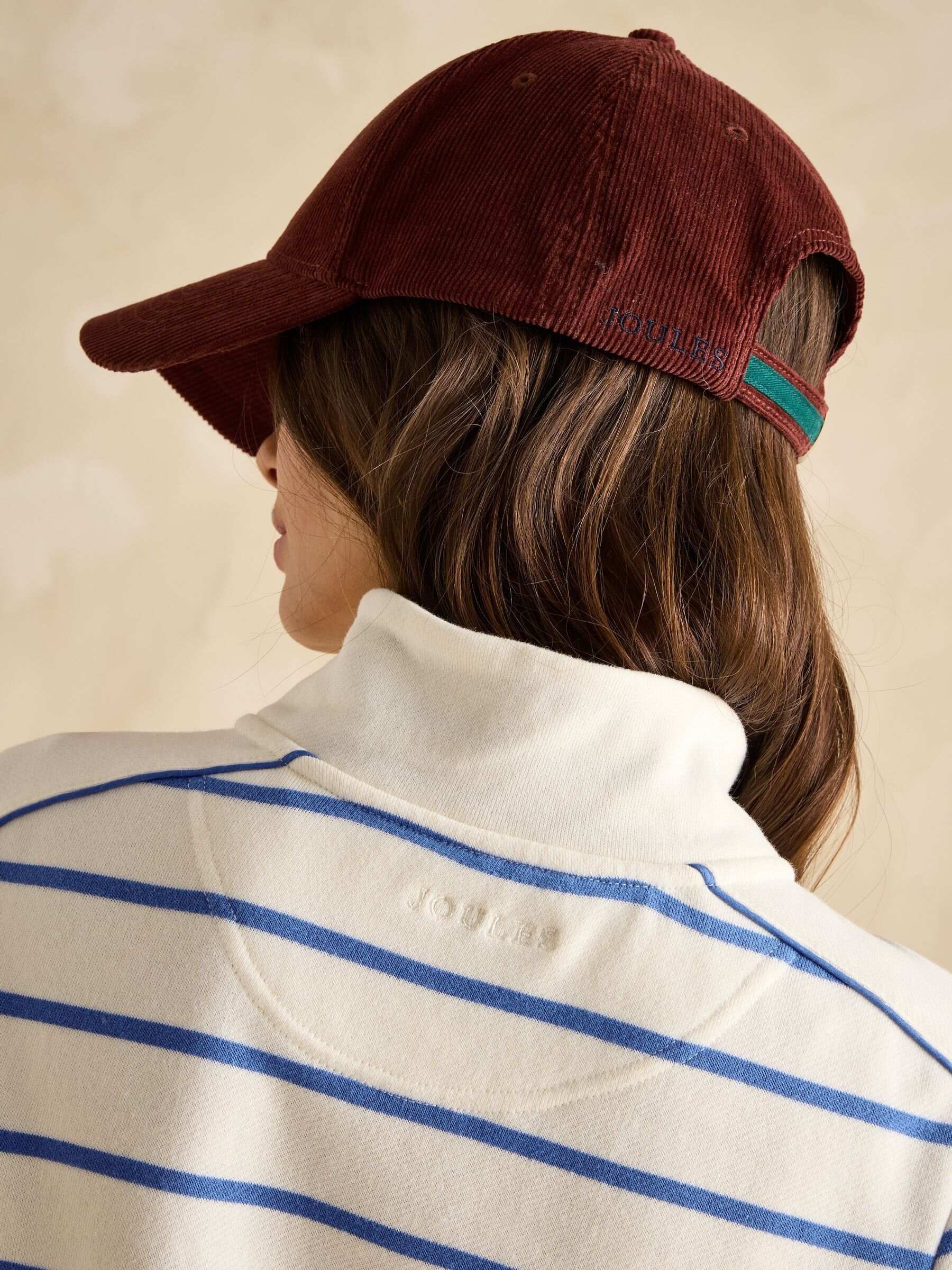 Southwold Cream & Blue Cotton Button Down Striped Sweatshirt