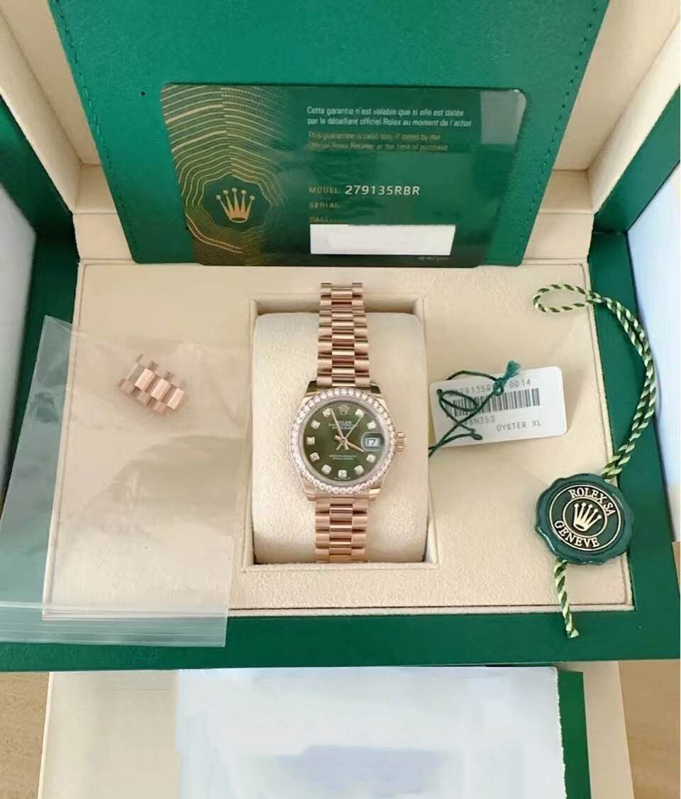 NEW 2023 Datejust 28mm M279135RBR-0014 Two-Tone Rose gold Diamond Green Dial (Limited Edition)