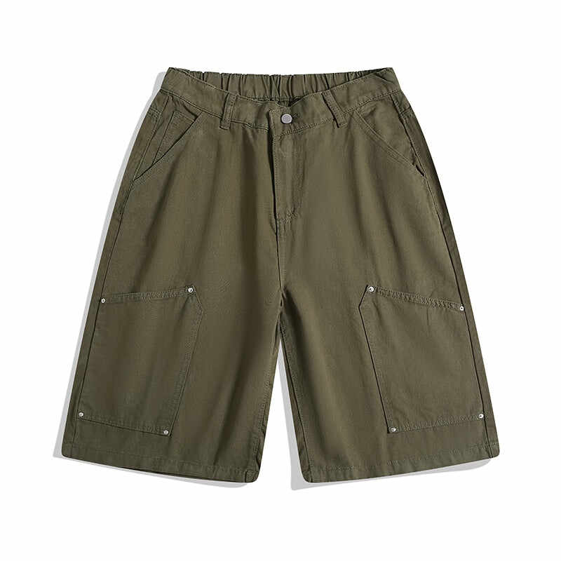 Workwear Rivet Cropped Pants Casual Wide-leg Shorts