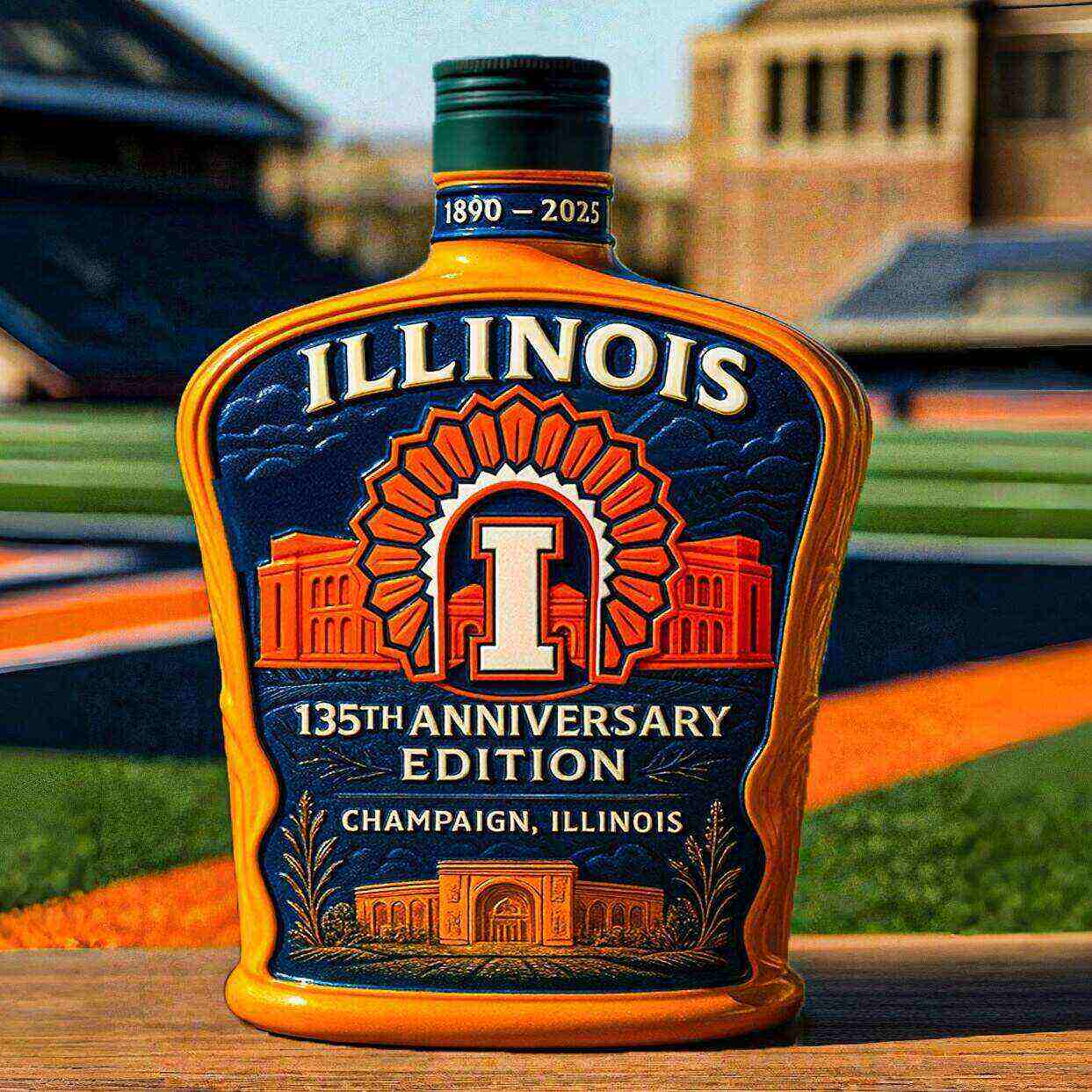 Illinois 135th Anniversary Whiskey Bottle