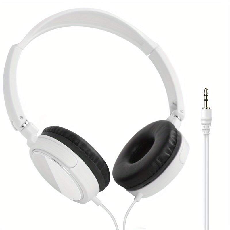 1pc Over-Ear Wired Headphones with 3.5mm Jack - Sleek White & Black, Comfort Padded Ear Cups, Tangle-Free Cable, Ideal for Gaming, Music Listening & Video Watching