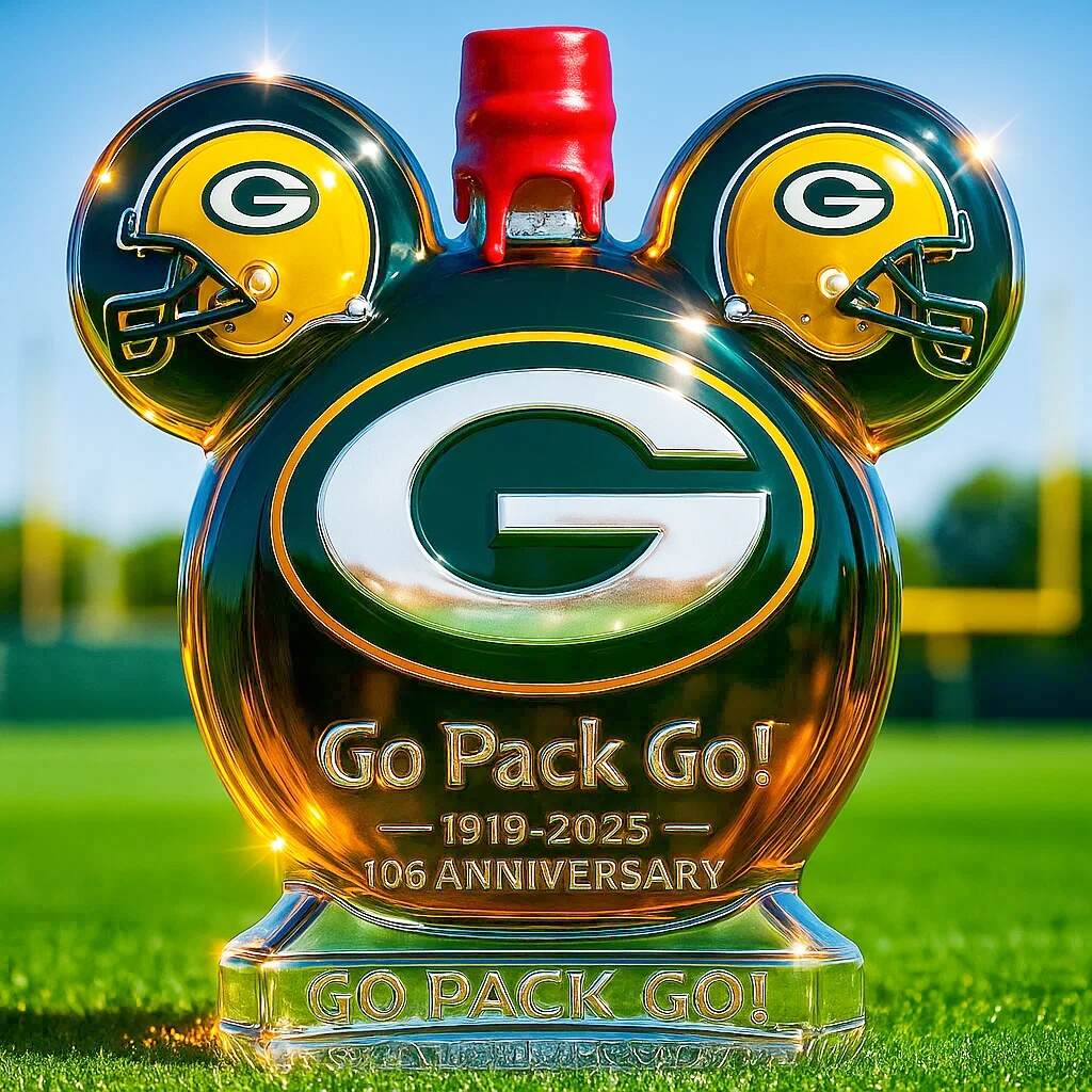 Green Bay Packers Mickey Mouse Whiskey Bottle
