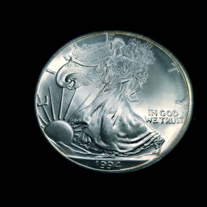 1994   American Silver Eagle  - Slightly  Toned    -  1 Oz .999 Tough  Key date   Lot# 84  Regular 89