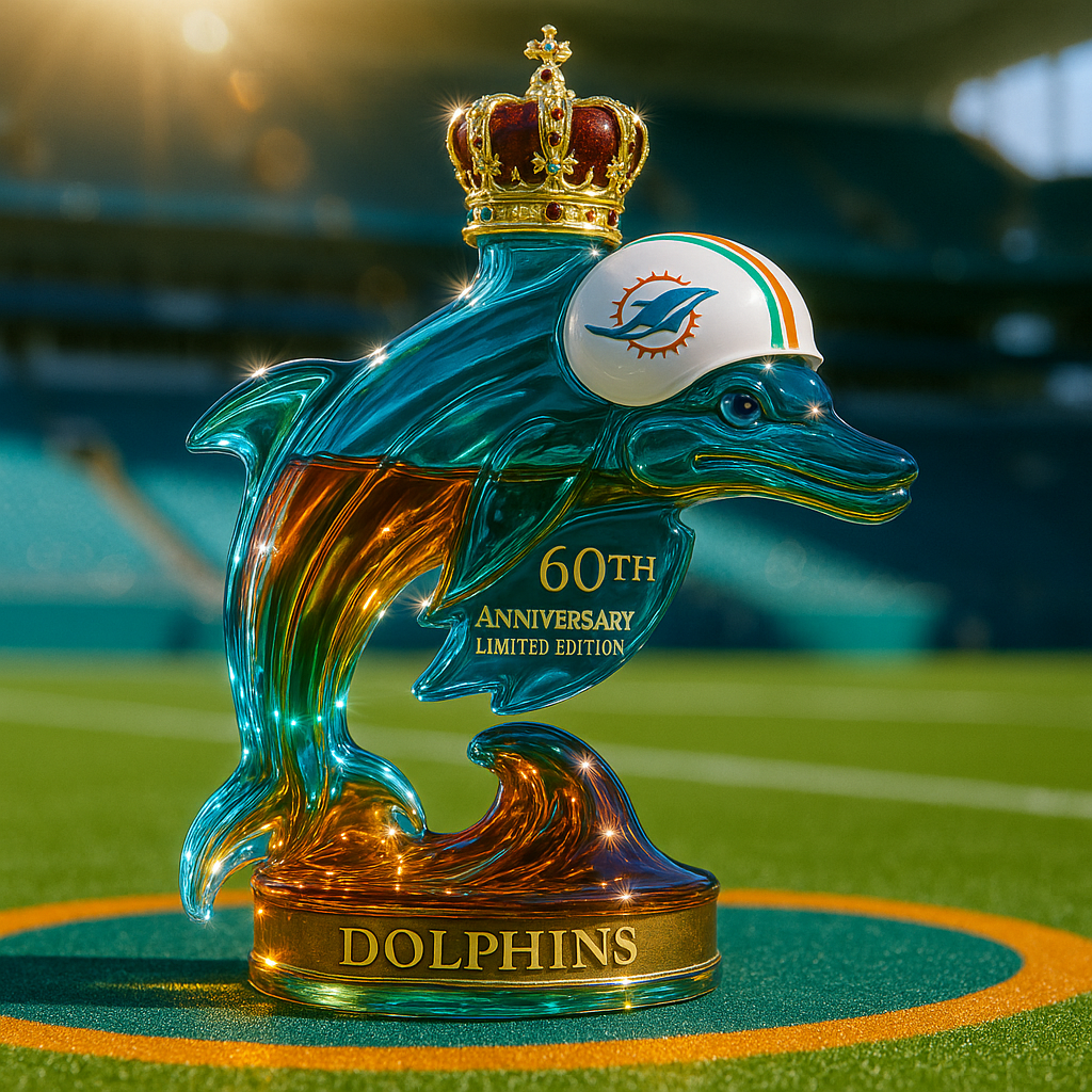 Miami Dolphins 60th Anniversary Whiskey Bottle