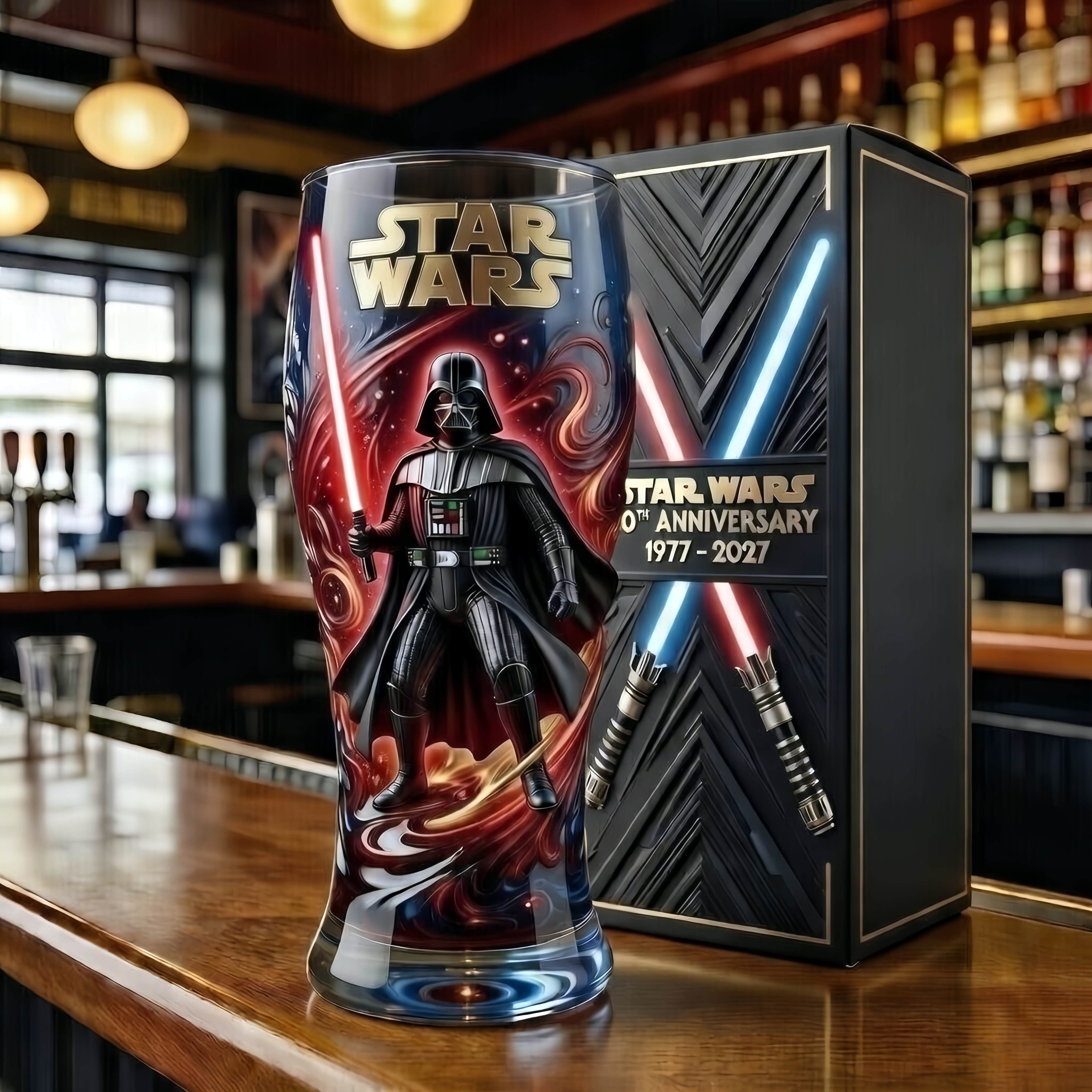 ⚔️🌌 STAR WARS – Darth Vader 50th Anniversary Commemorative Glass (1977–2027)