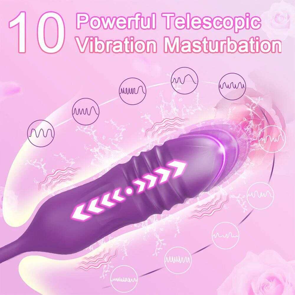Rose Vibrator with Tongue Licking & Telescopic Dildo
