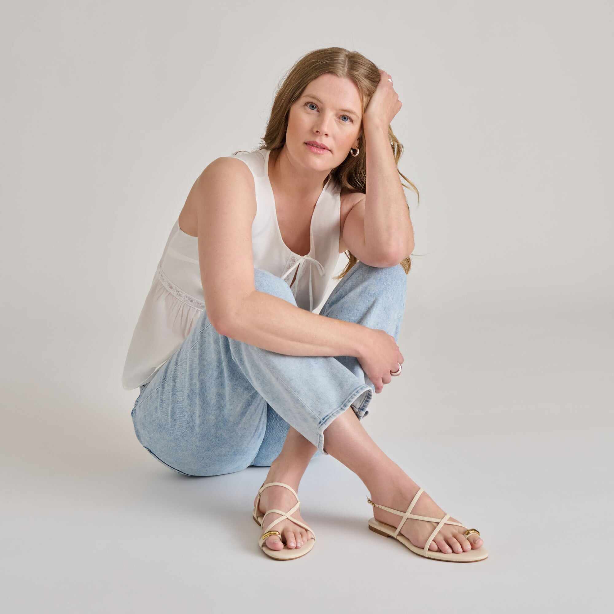 KESHA SANDALS BONE LEATHER