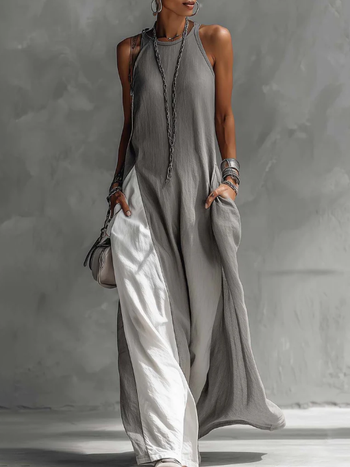 🔥Summer Arrivals🌟Casual And Cozy Color-blocked Cotton Dress