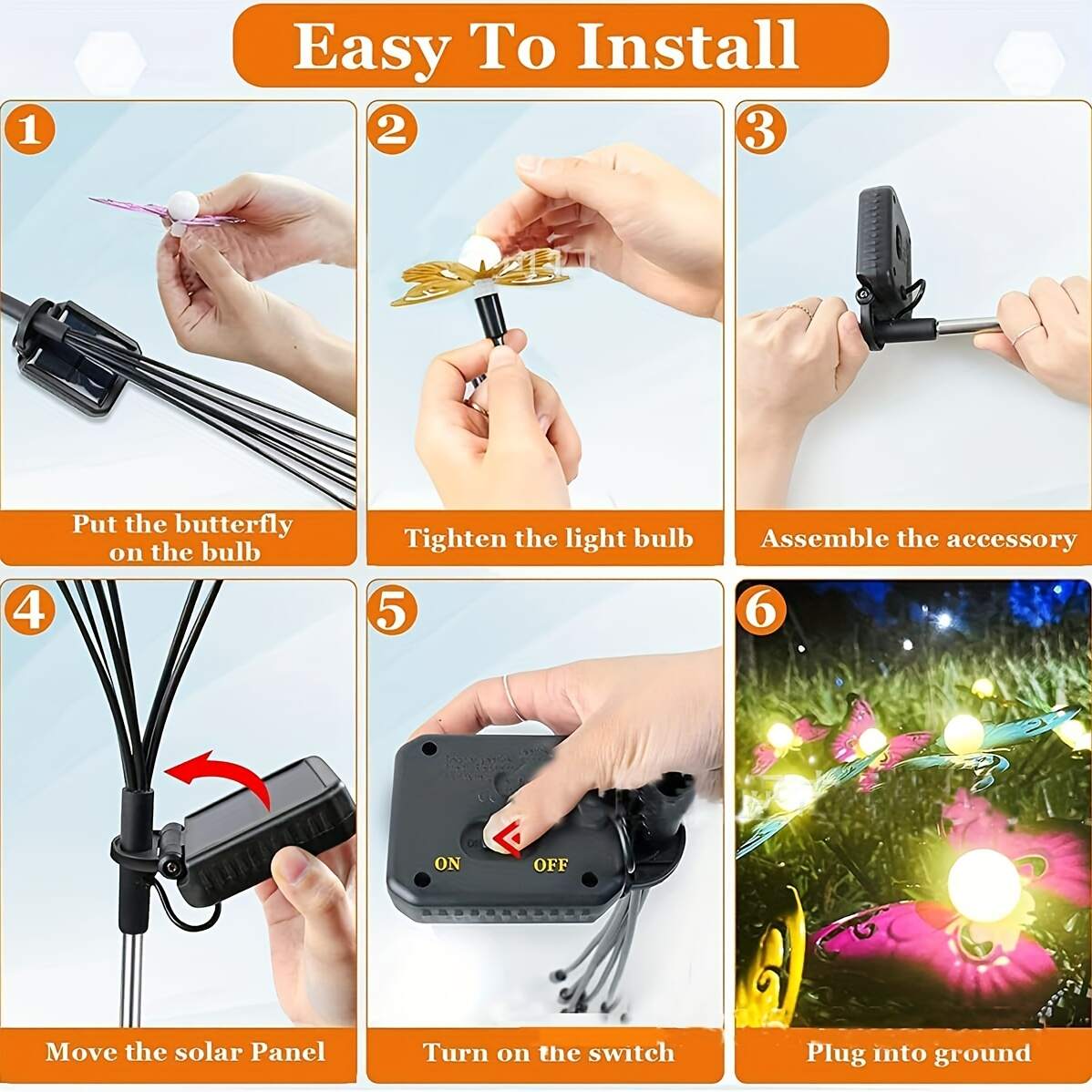 1pc Solar Floor Light, Waterproof Bionic Ground Plug Light, Decorative Iron Butterfly LED Floor Lamp, For Garden Landscape Lawn & Outdoor Decoration