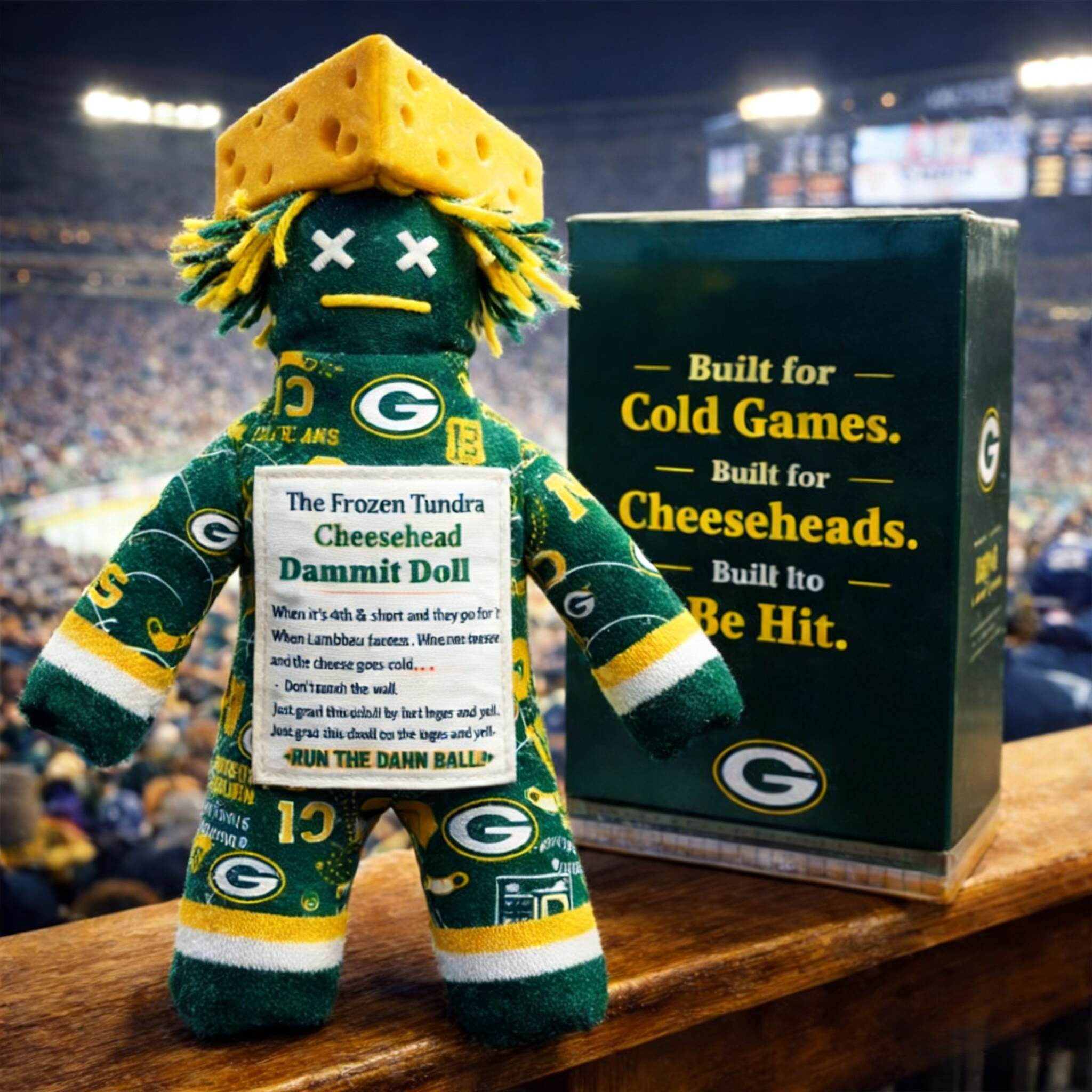 Green Bay Packers Cheesehead Game Day Dammit Doll