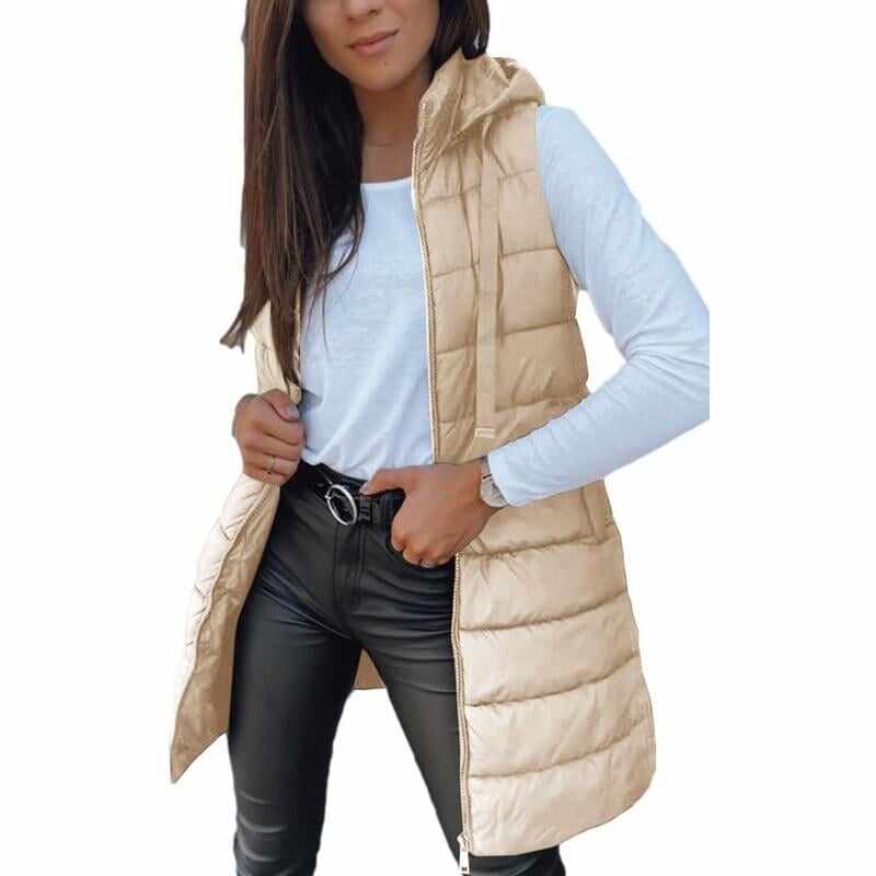 ❄️ Women Long Puffer Vest 👗 | Solid Color | Sleeveless | Hooded | Winter Wear 💕
