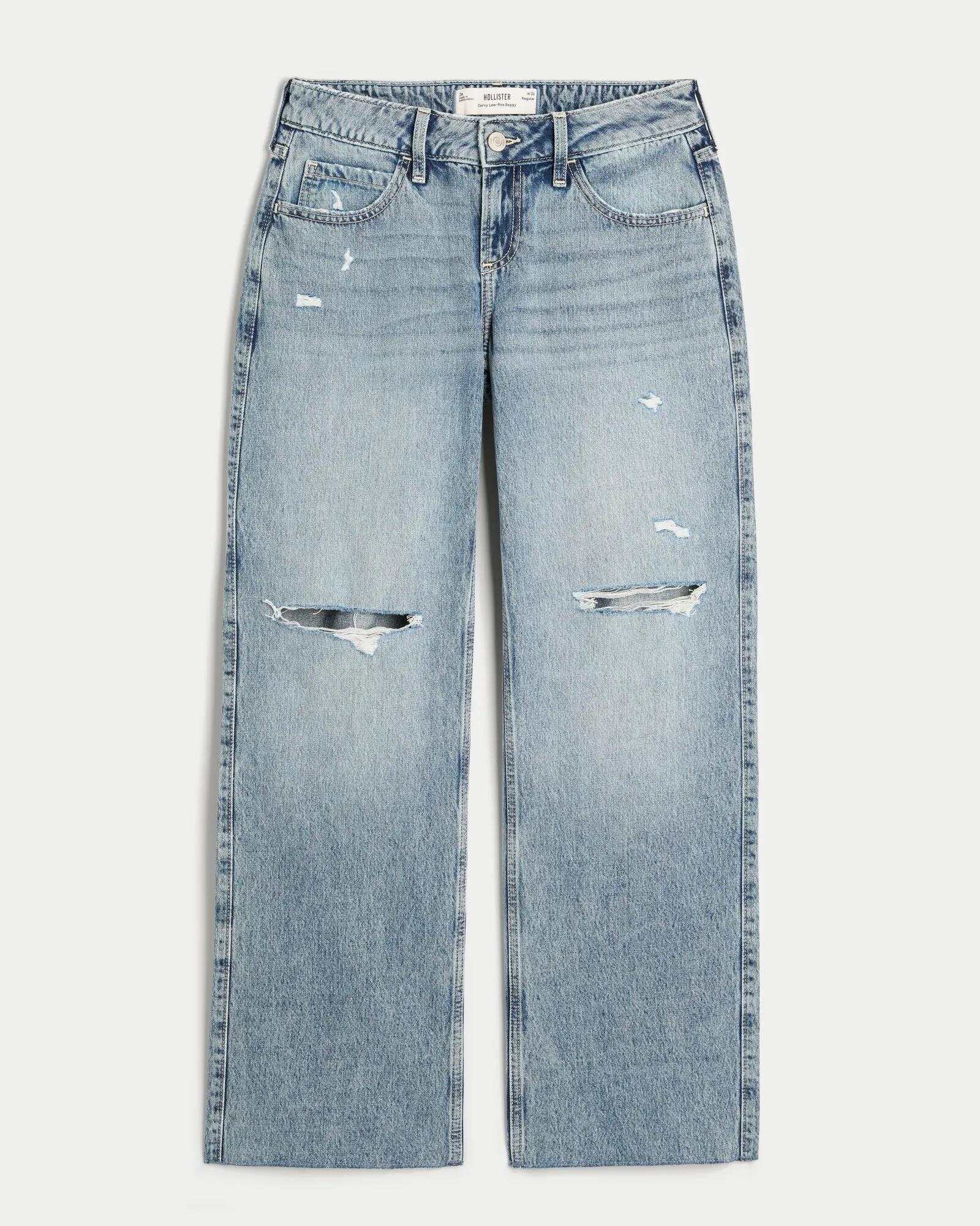 Curvy Low-Rise Light Wash Baggy Jeans