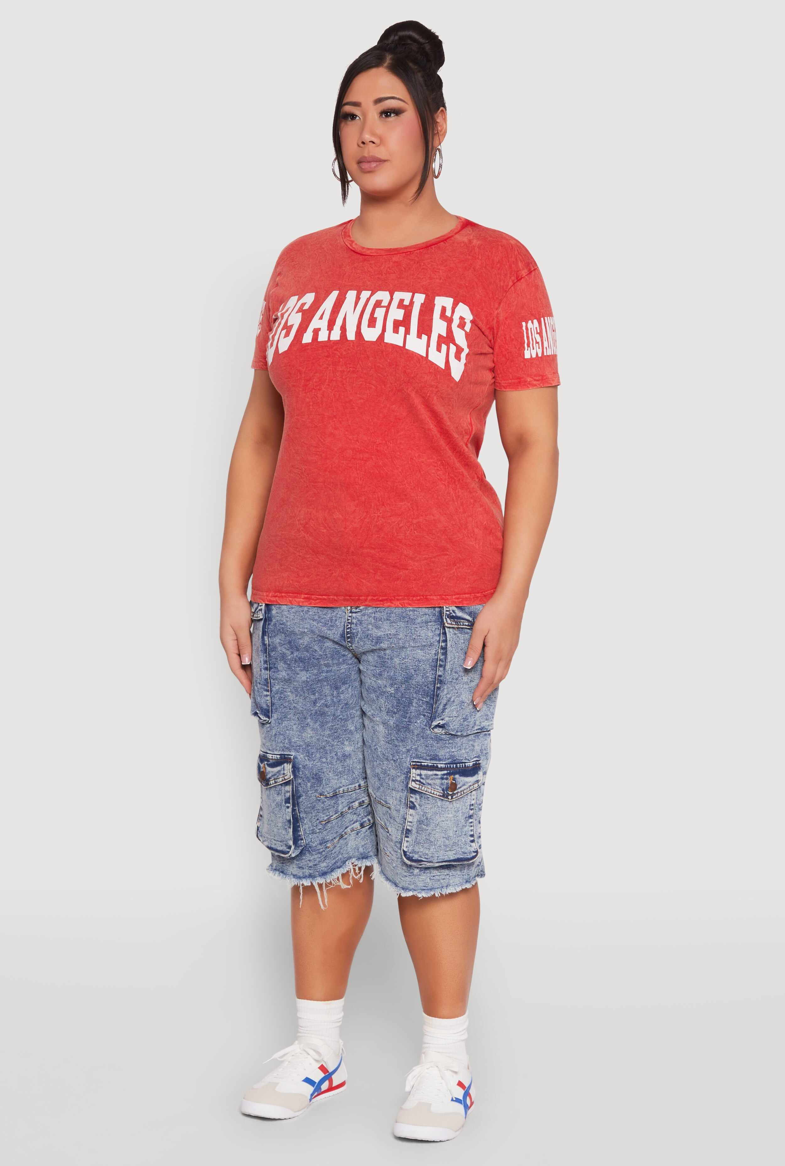 Plus Size Mineral Wash Los Angeles Graphic Tee