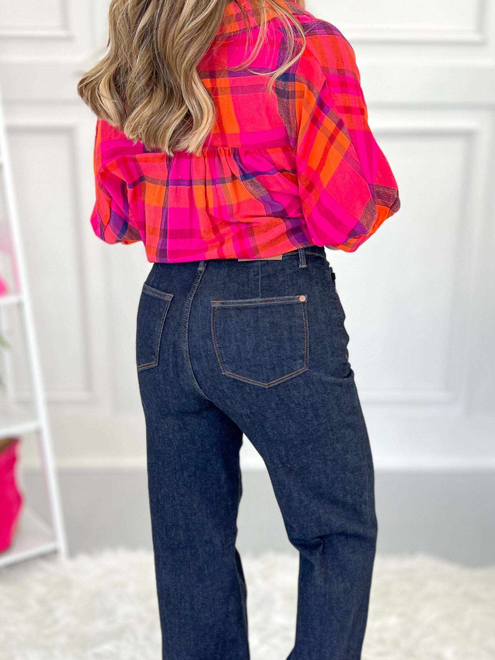 Christmas Front Seam & Dart Detail Wide Leg Jeans - Final Sale