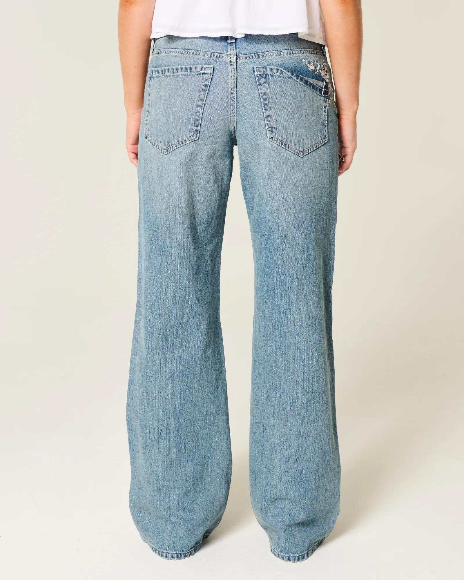 Low-Rise Dark Wash Baggy Jeans