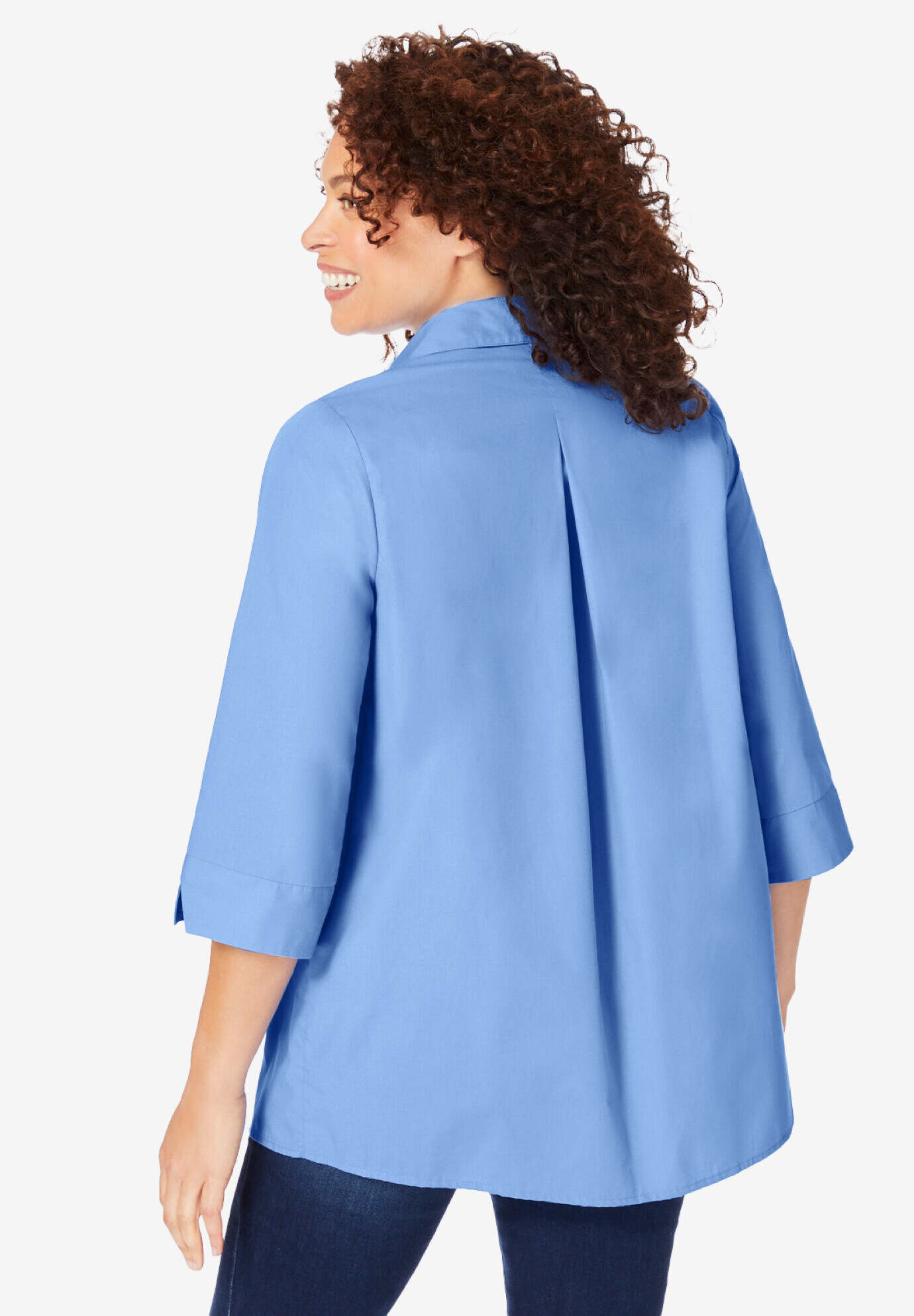 Perfect Three-Quarter Sleeve Back Pleat Shirt