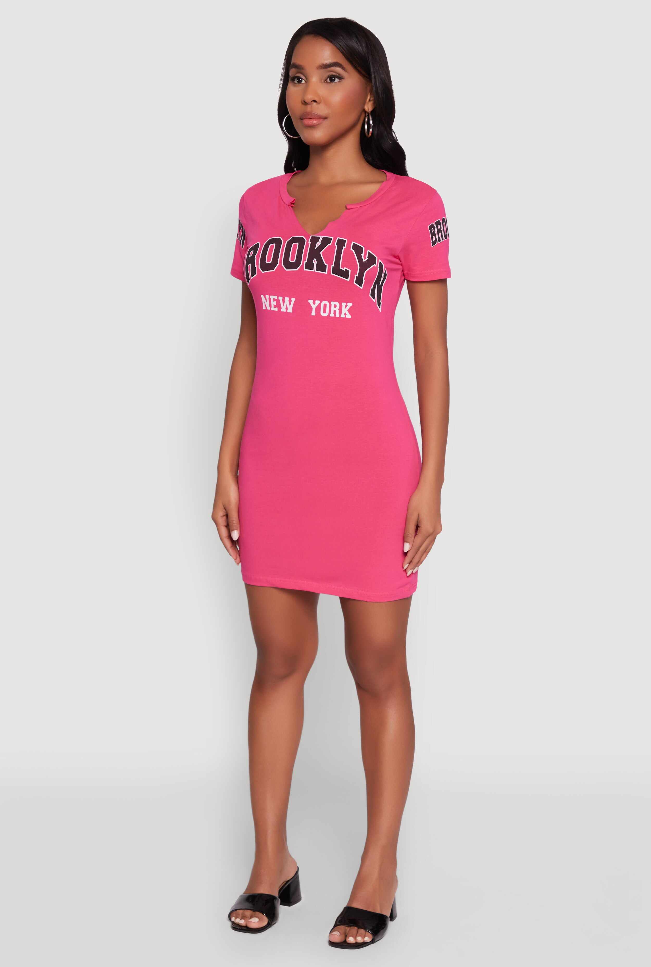 Brooklyn New York Graphic Short Sleeve T Shirt Dress