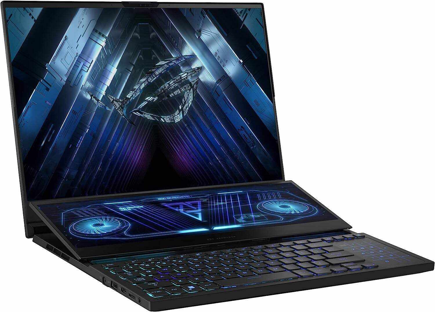 ROG Zephyrus Duo 16 (2022) Gaming Laptop, 16” Mini LED 240Hz/3ms, QHD 16:10 Display, 100% DCI-P3, NVIDIA GeForce RTX 4080, AMD Ryzen 9 7945HX, 32GB DDR5, 1TB SSD, Windows 11 Pro, GX650PZ-XS96
