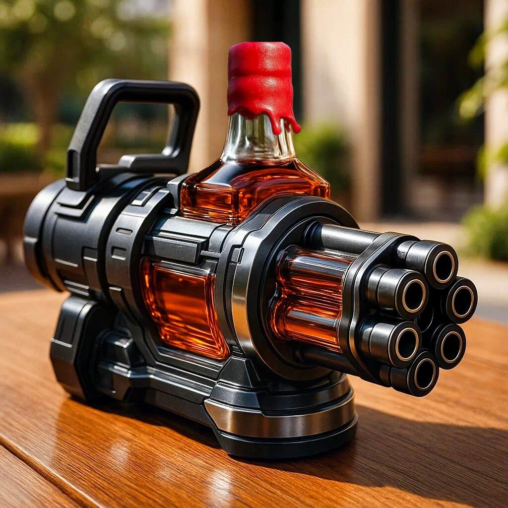 M134 Minigun Whiskey Bottle