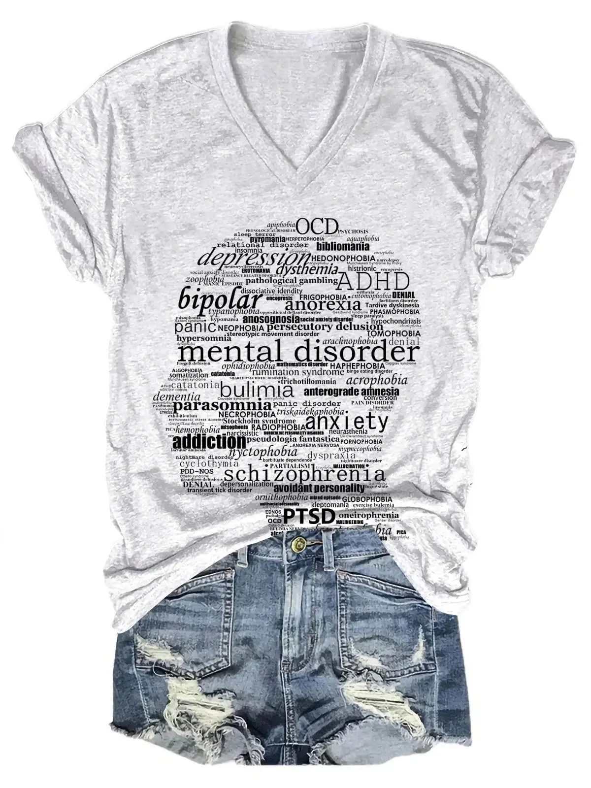 Mental Health Words Art Casual T-shirt
