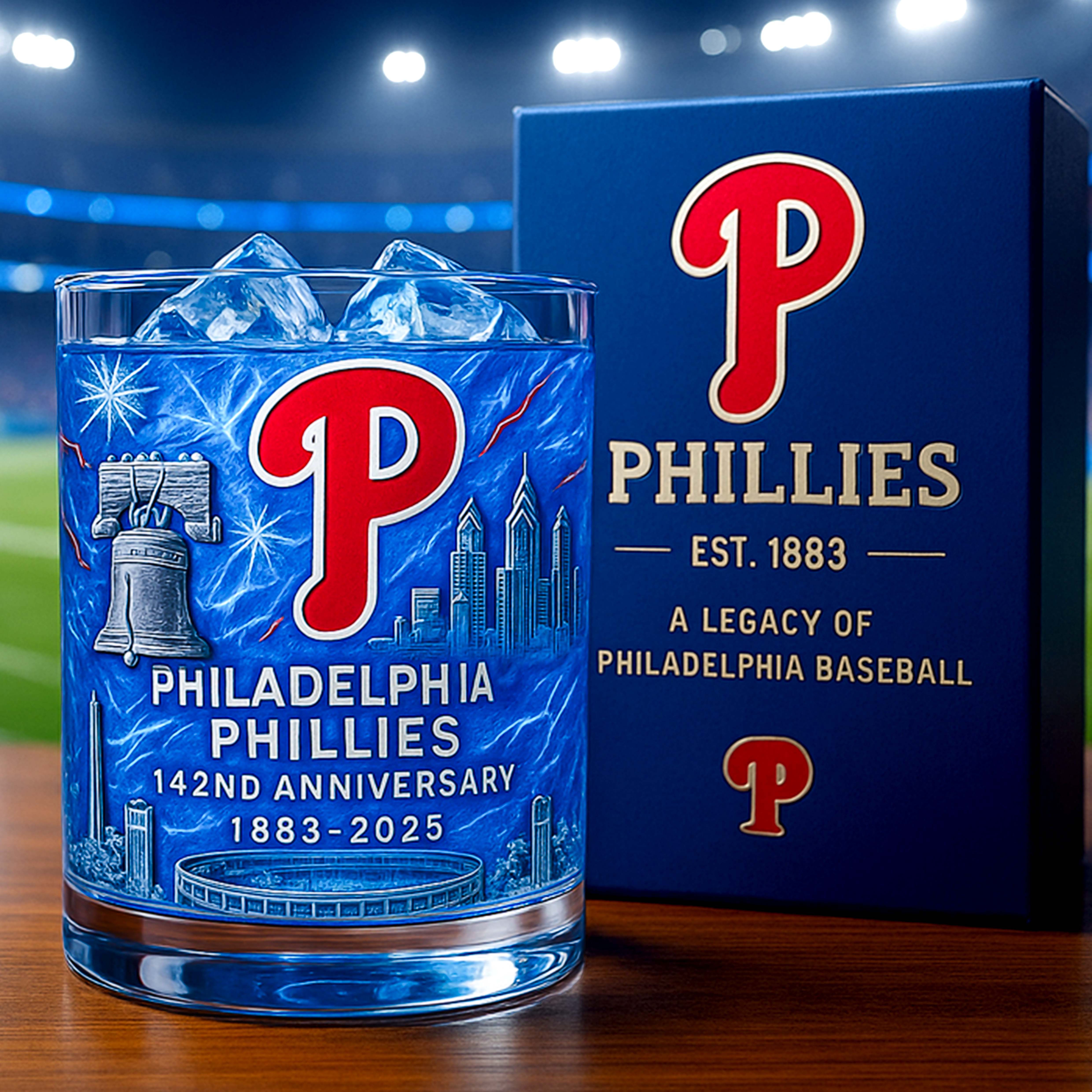 Philadelphia Phillies 142nd Annivesary Whiskey Glass