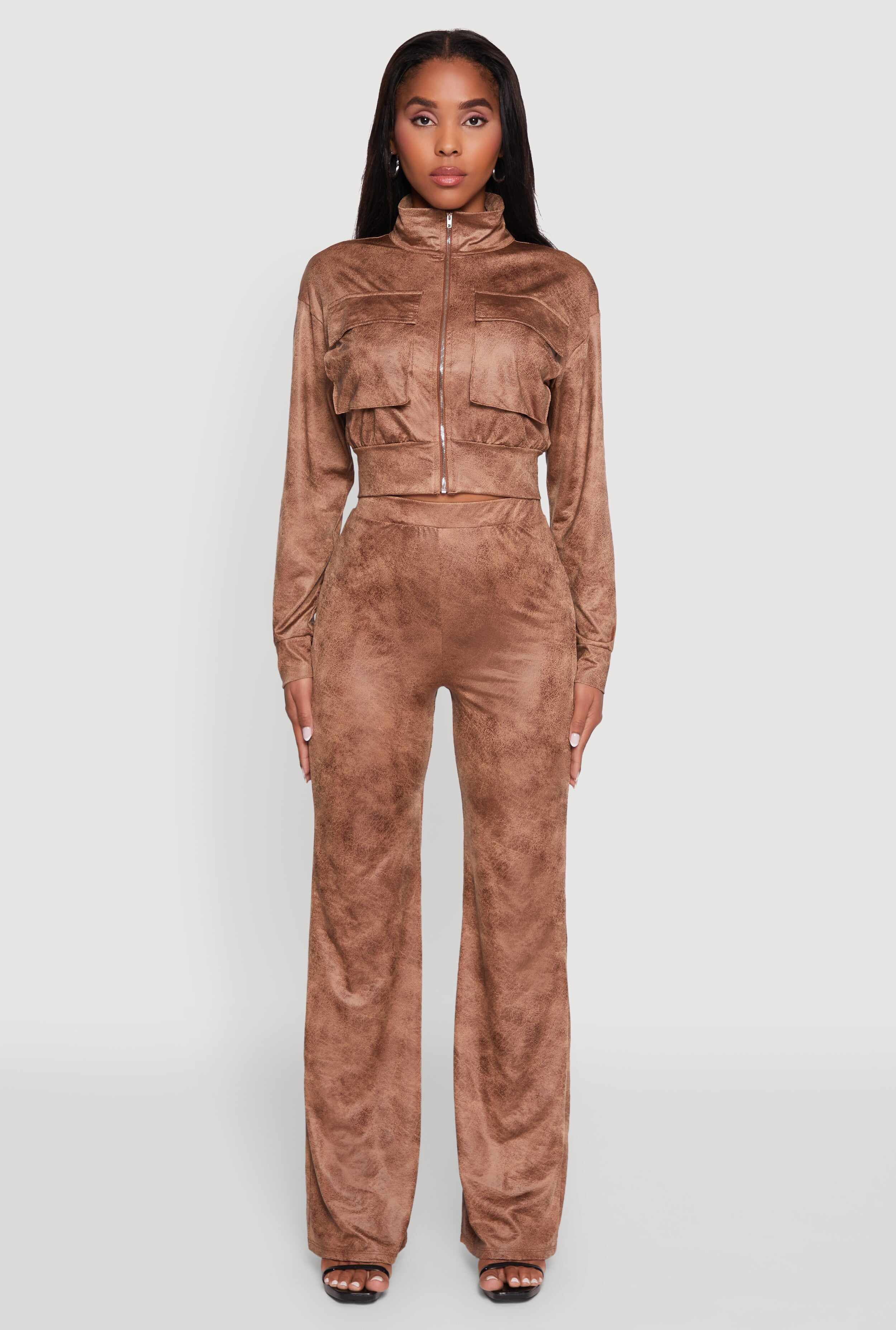 Acid Wash Flared High Waisted Pants