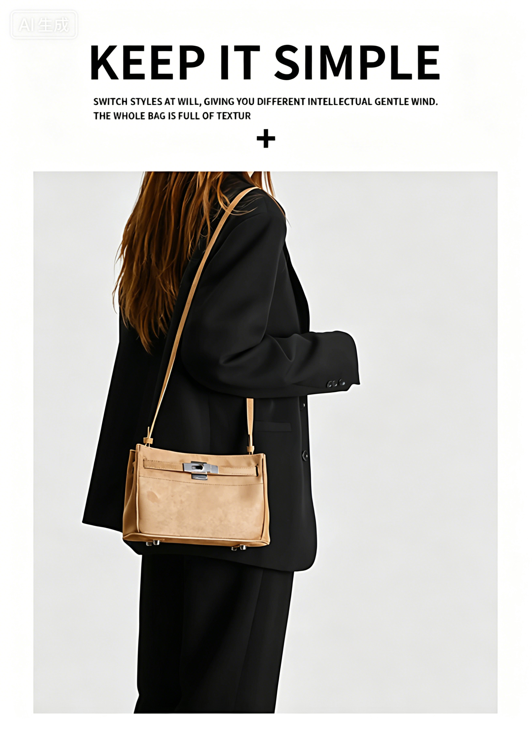 Fashionable women handbag with cowhide leather