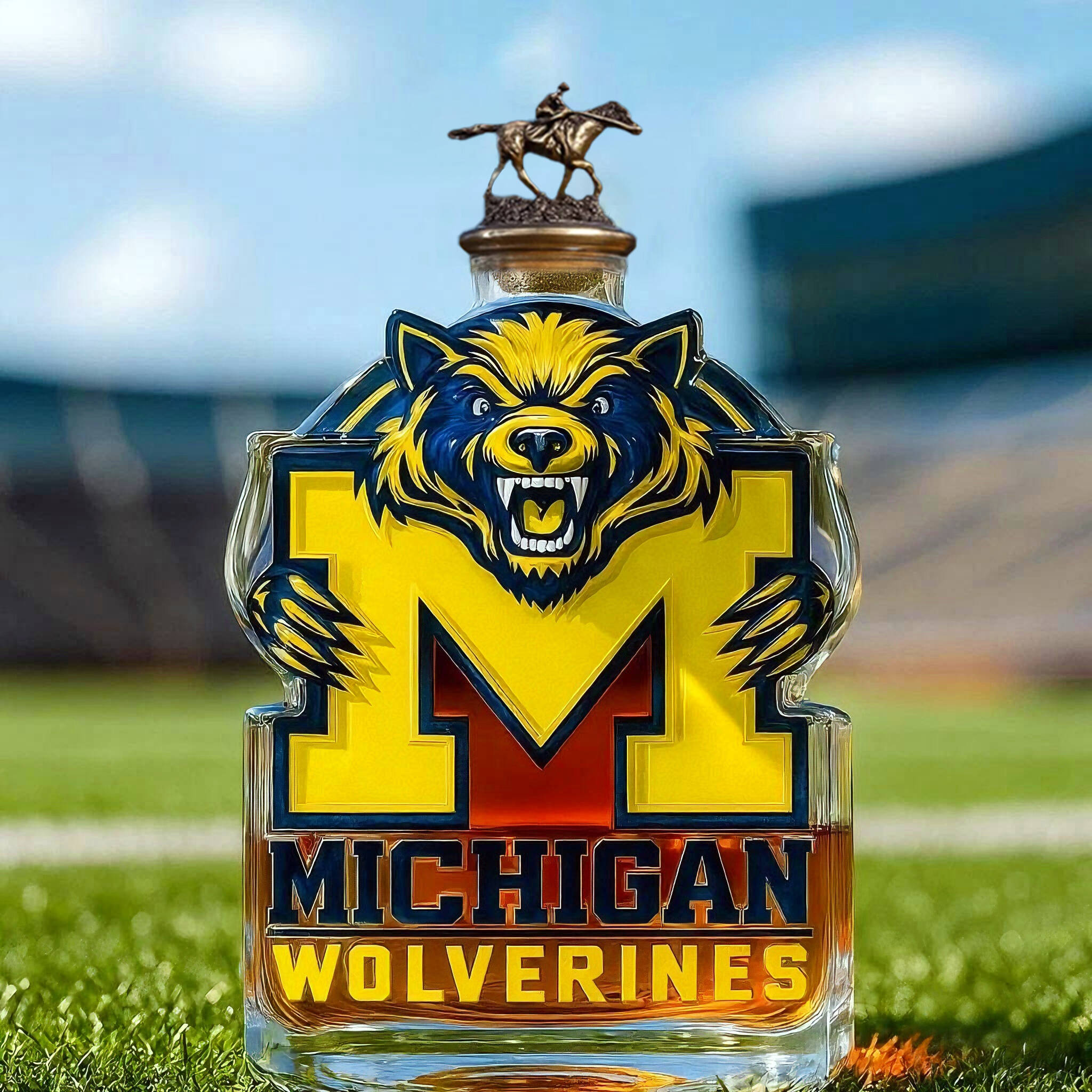 Michigan Wolverines football whiskey bottle