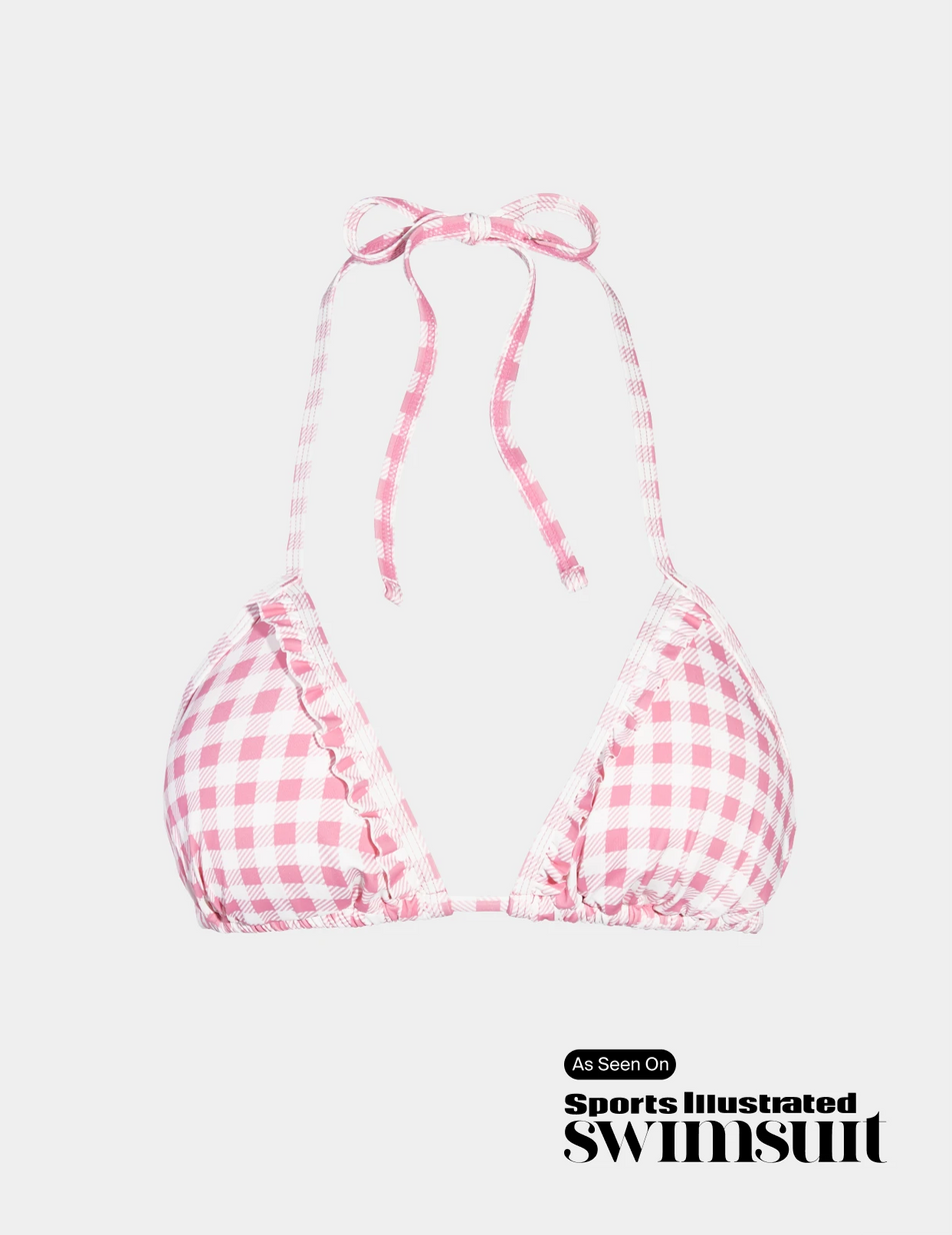 The Birds Papaya Ruffle Triangle Bikini Top
