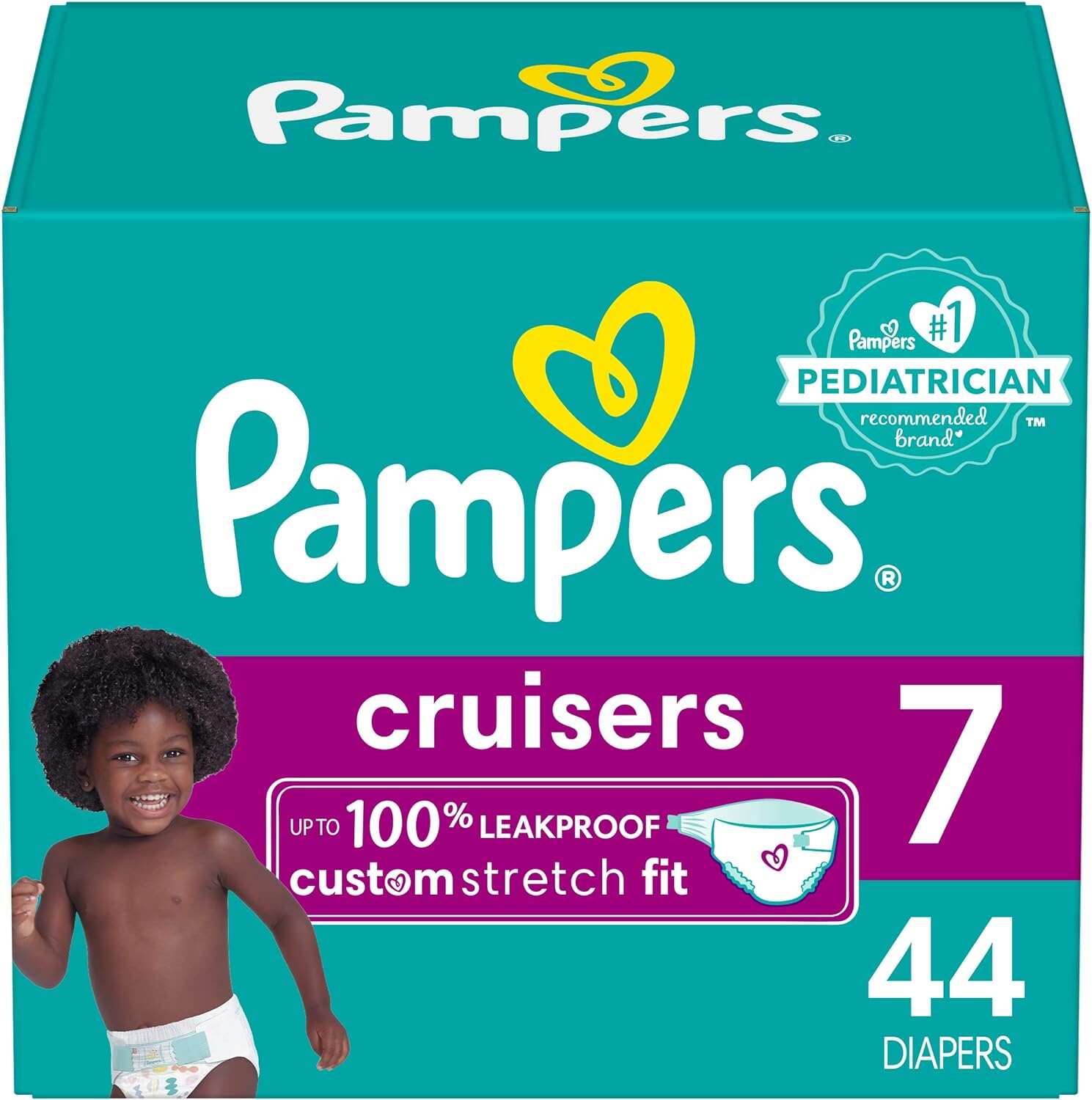 Pampers Cruisers Diapers - Size 5, One Month Supply (128 Count), Disposable Active Baby Diapers with Custom Stretch