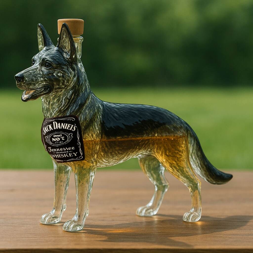 German Shepherd Whiskey Bottle