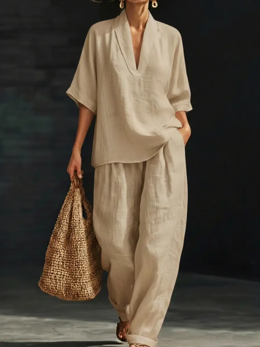 🔥Summer Arrivals🌟Casual And Cozy Minimalist Linen Two-piece Set