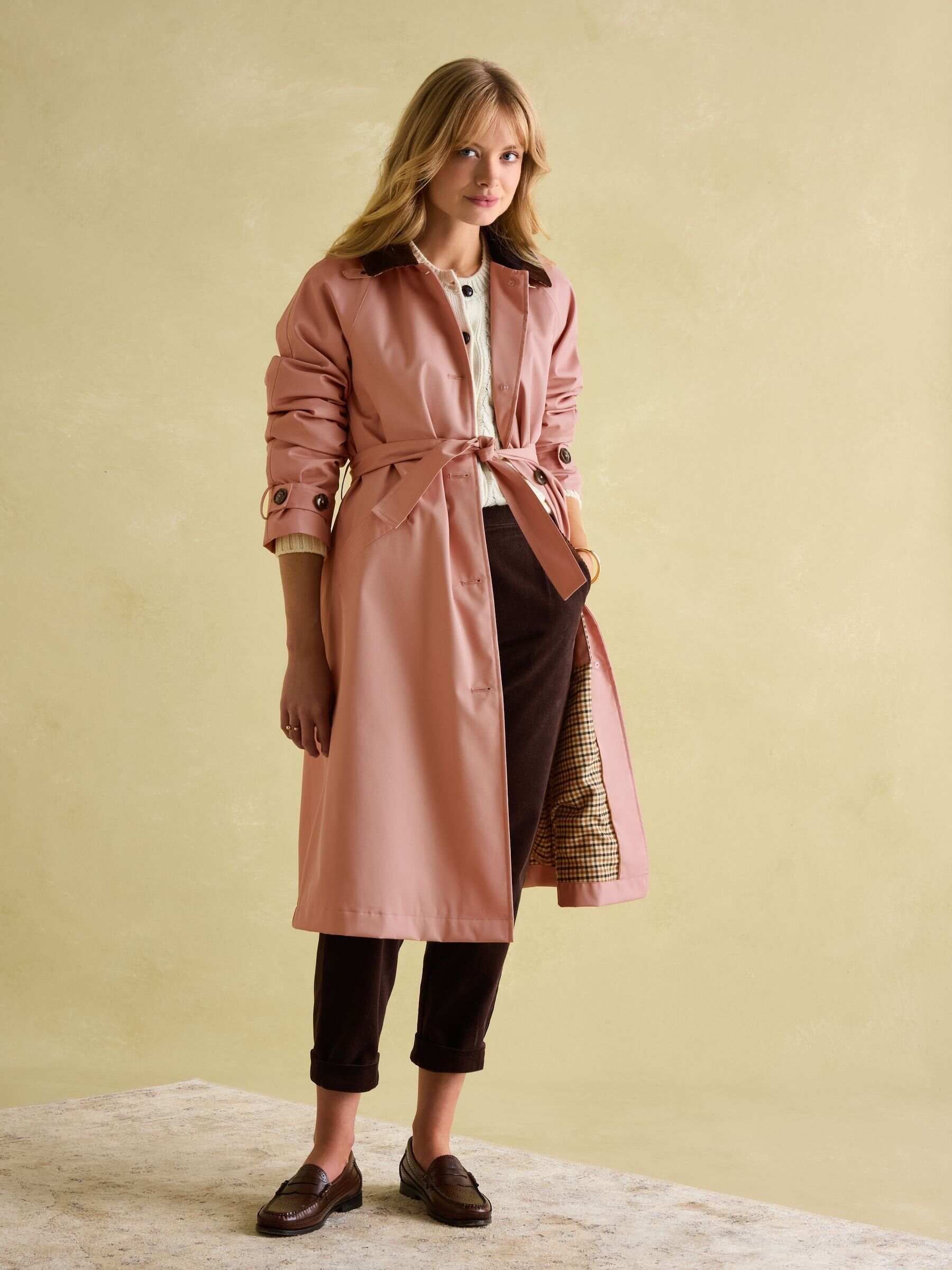 Epwell Pink Waterproof Belted Trench Coat